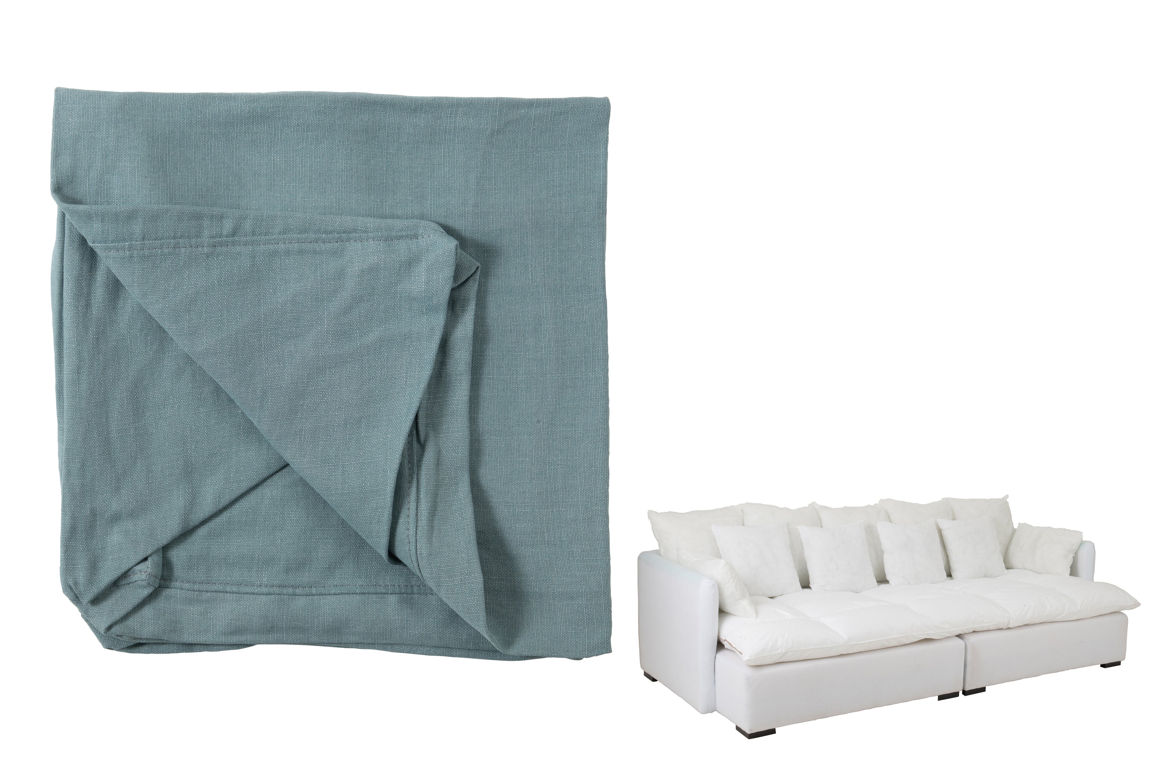 J-Line Hoes Zetel+11 Kussens Beach Linnen Jeans Blauw