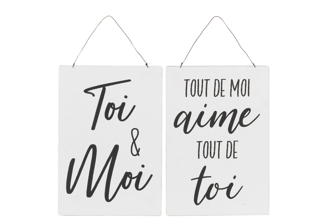 Opschriften Engels/Frans Metaal Wit/Zwart Assortiment Van 2