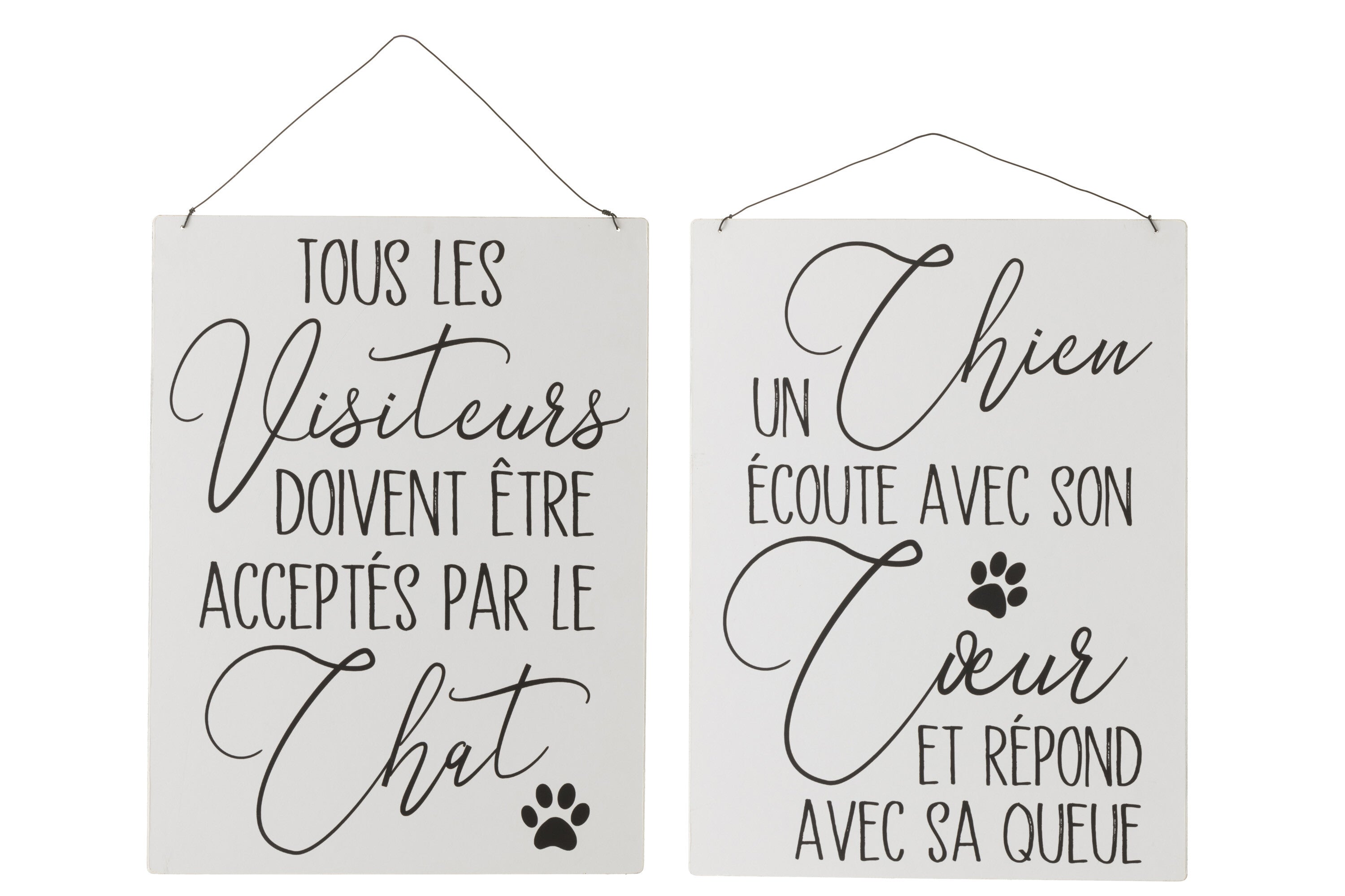 Placard Teksten Engels Hond Kat Metaal Wit/Zwart Assortiment Van 2