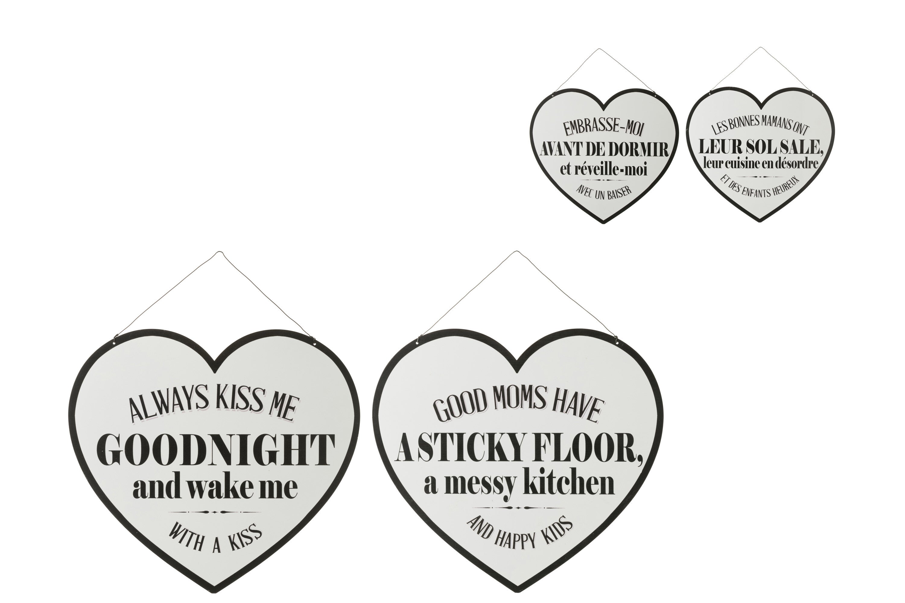 Opschriften Engels/Frans Metaal Wit/Zwart Assortiment Van 2