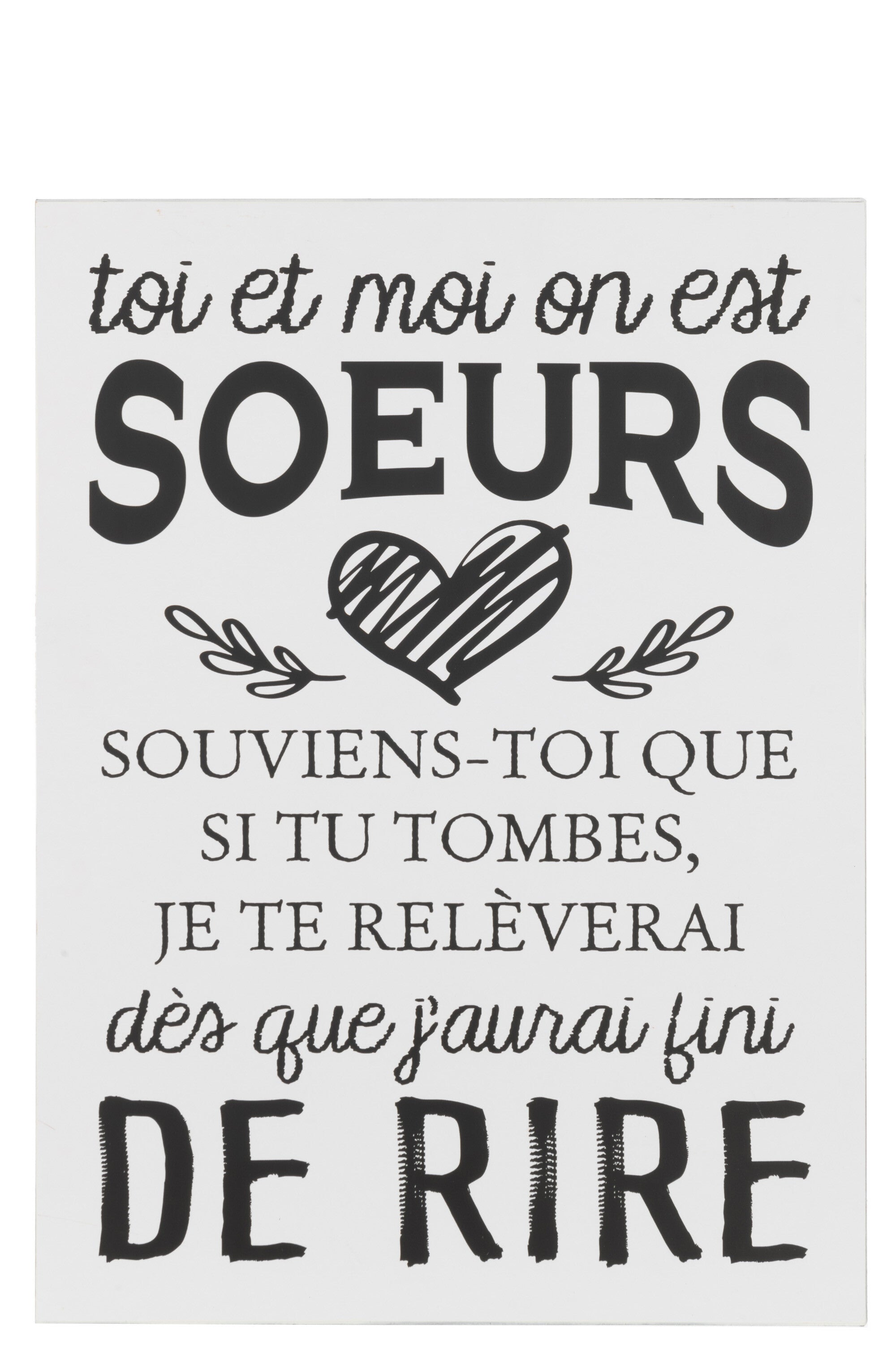 J-Line Plakkaat Tekst Frans Soeurs Metaal Wit/Zwart