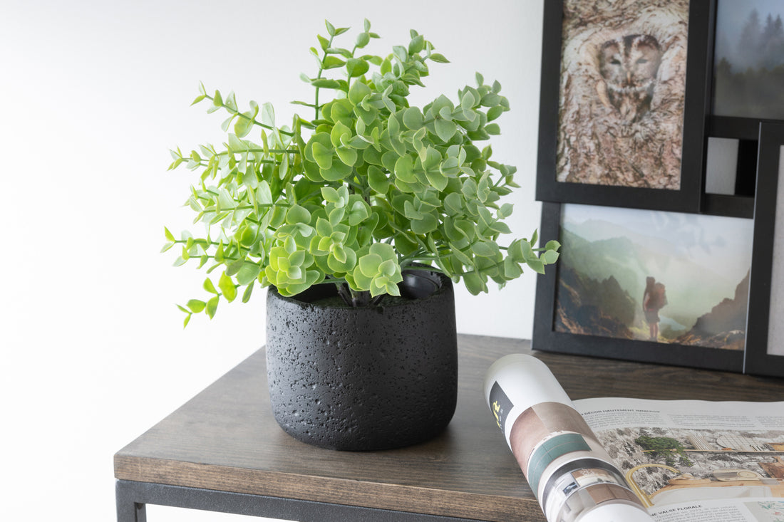 J-Line Bloempot Potine Cement Zwart Small