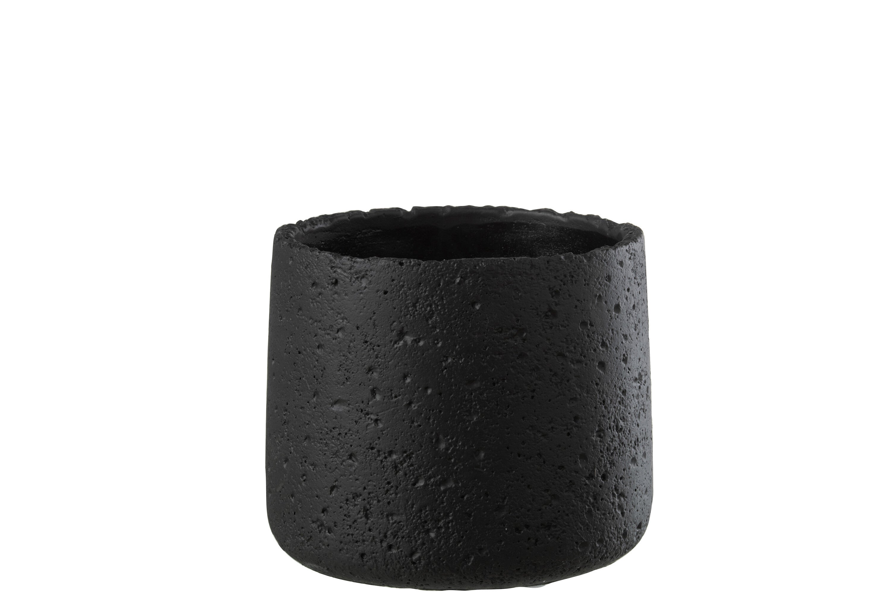 J-Line Bloempot Potine Cement Zwart Medium