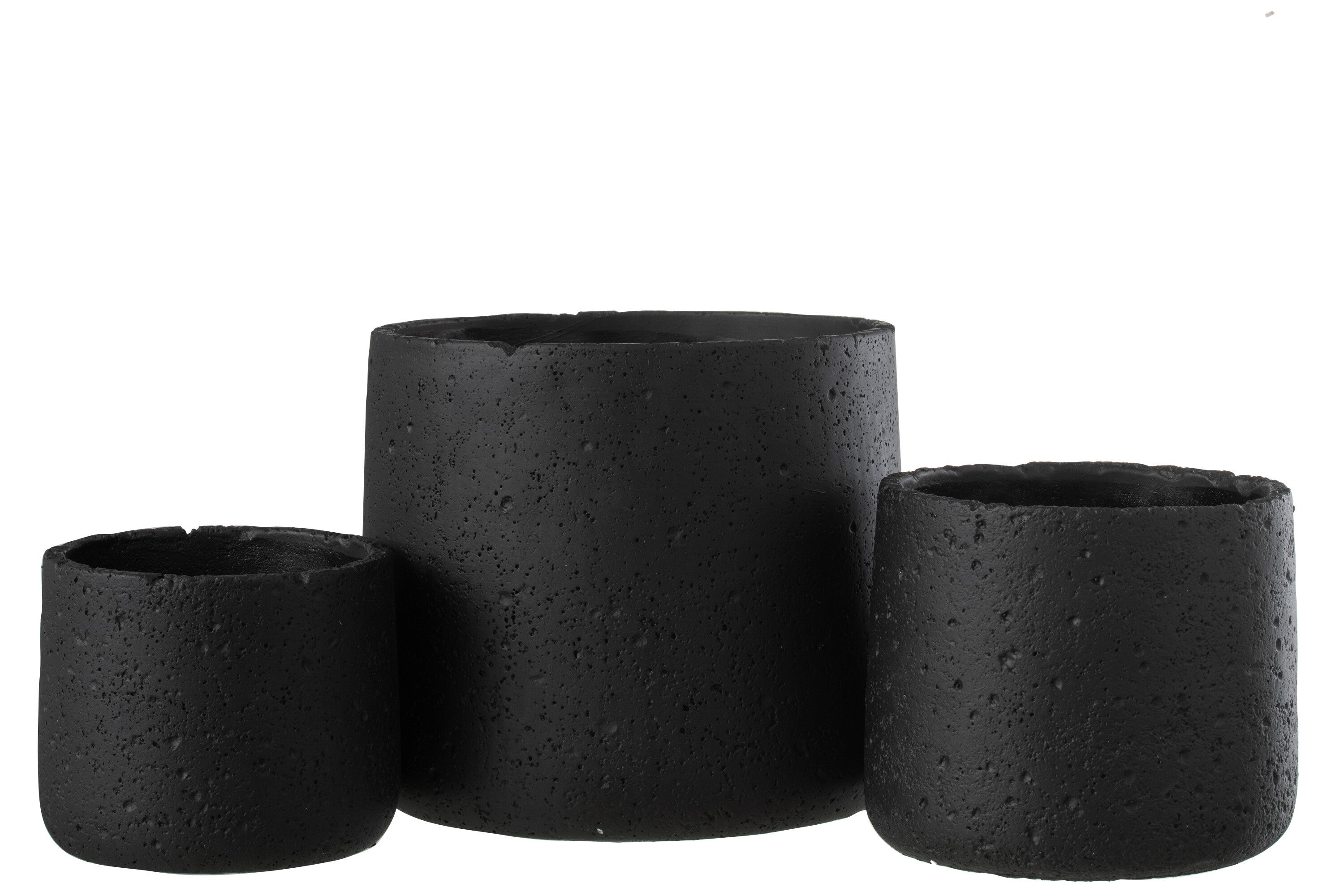 J-Line Bloempot Potine Cement Zwart Large