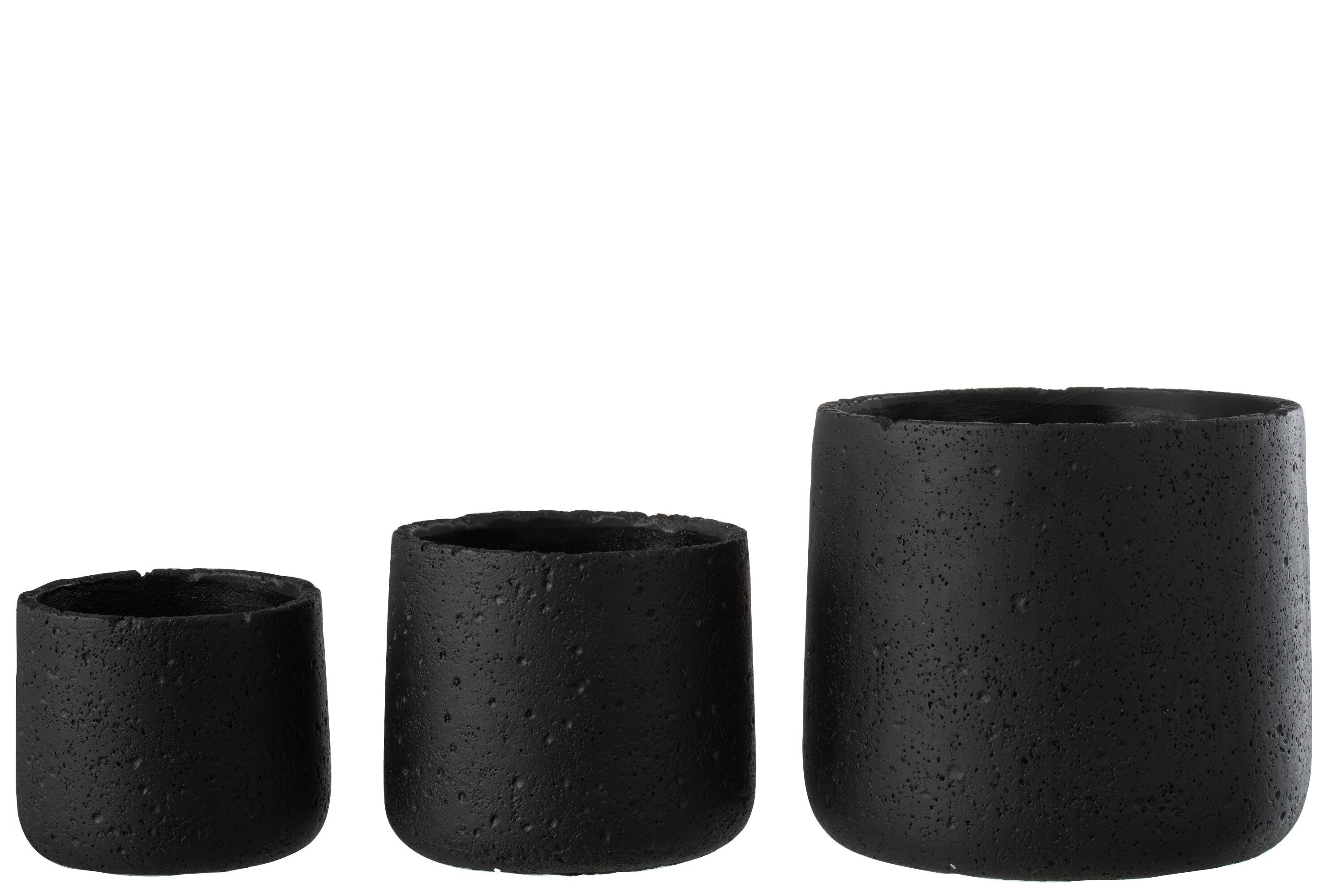 J-Line Bloempot Potine Cement Zwart Large