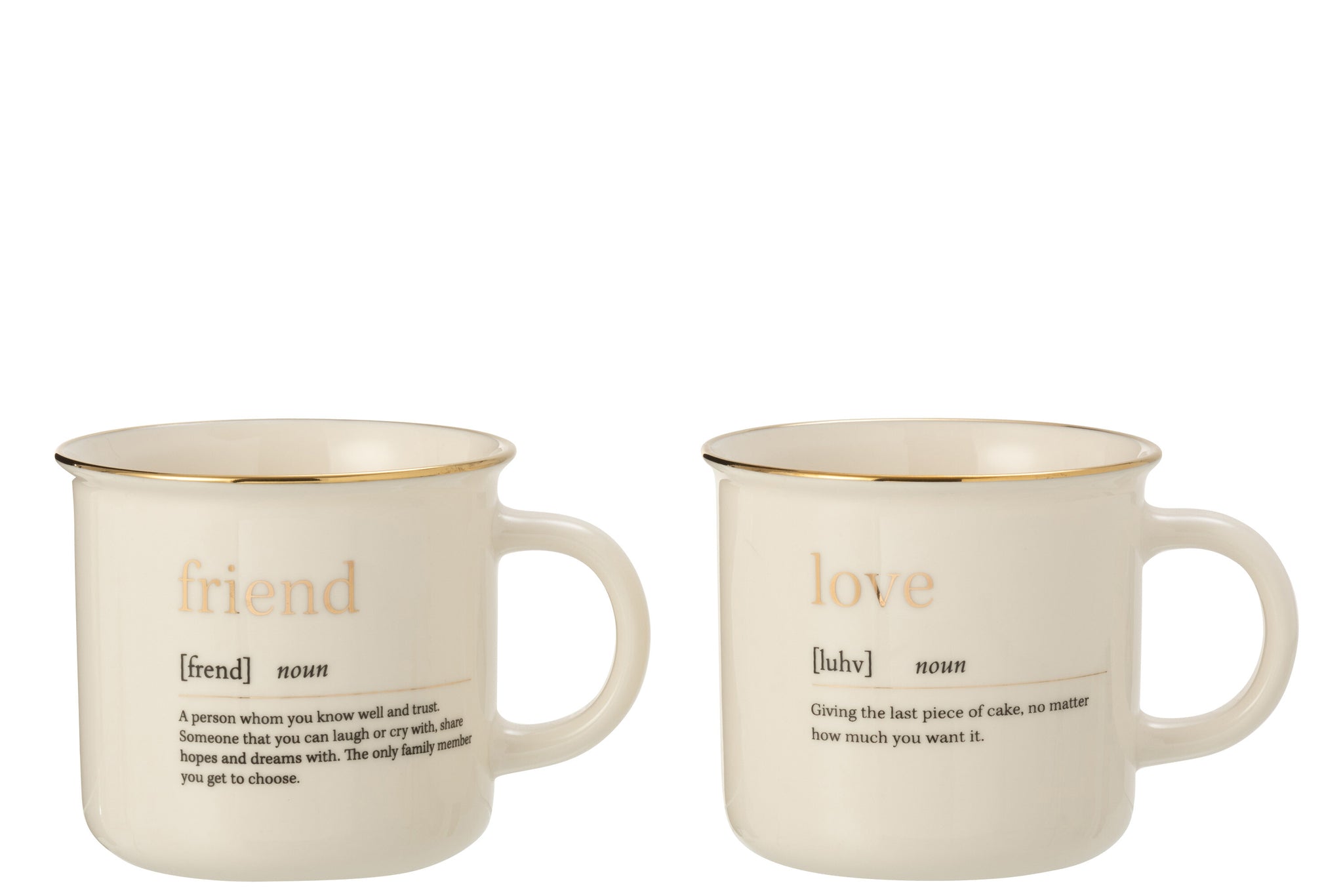Mok Bericht Liefde Vriend Keramiek Goud Assortiment Van 2