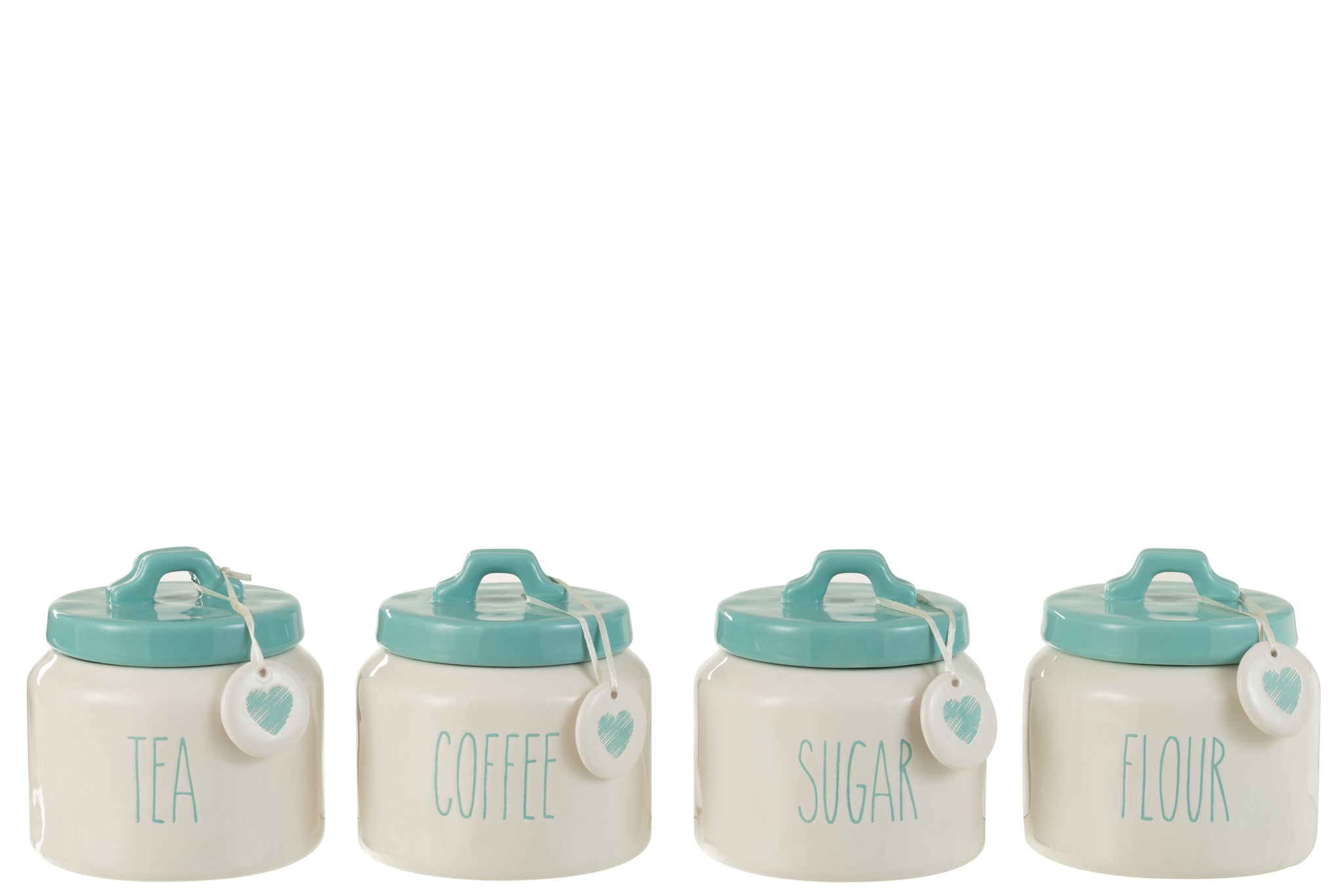 Opslagpot Bloem/Suiker/Koffie/Thee Keramiek Wit/Blauw Assortiment Van 4