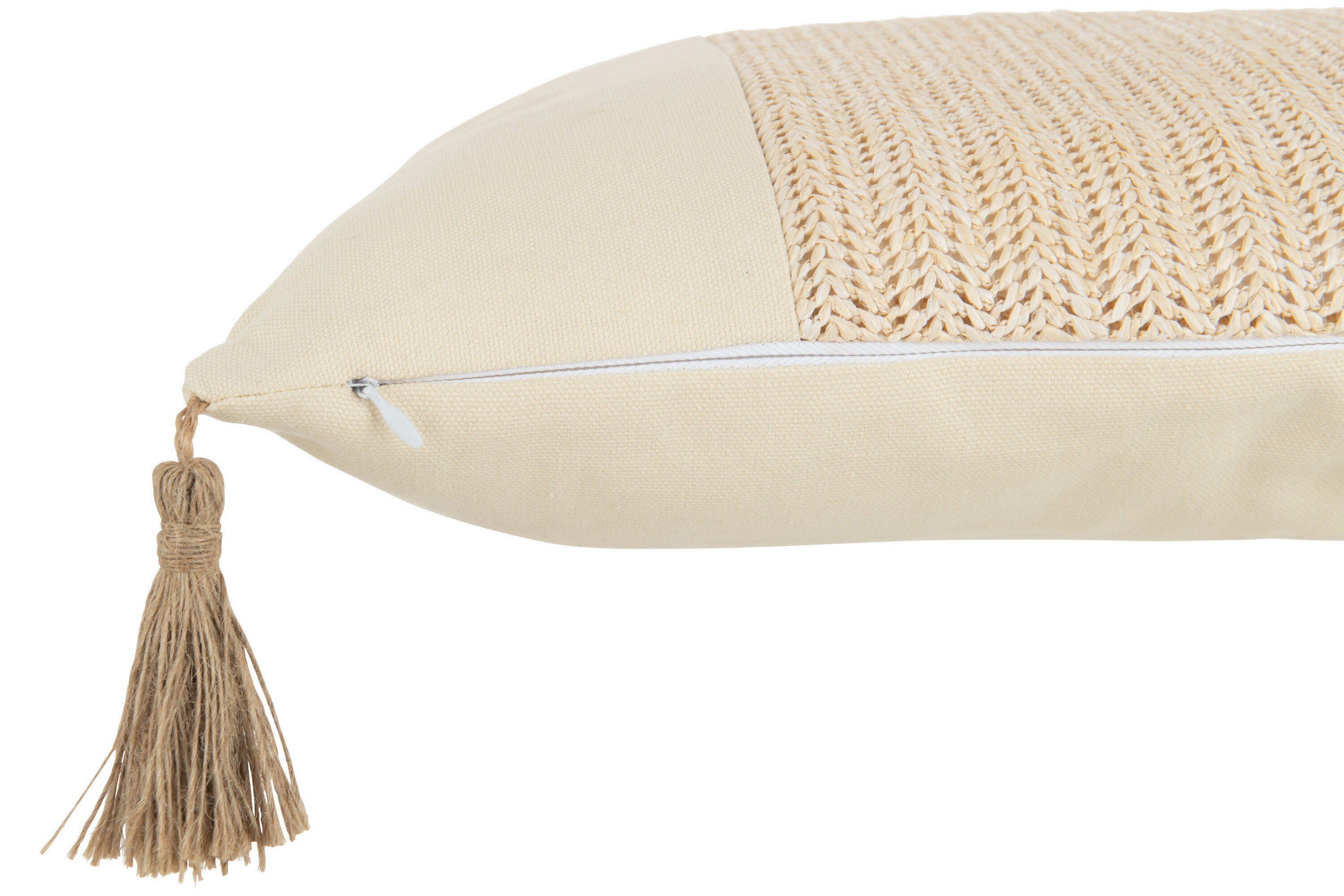 J-Line Kussen Geweven Vierkant Polyester Beige