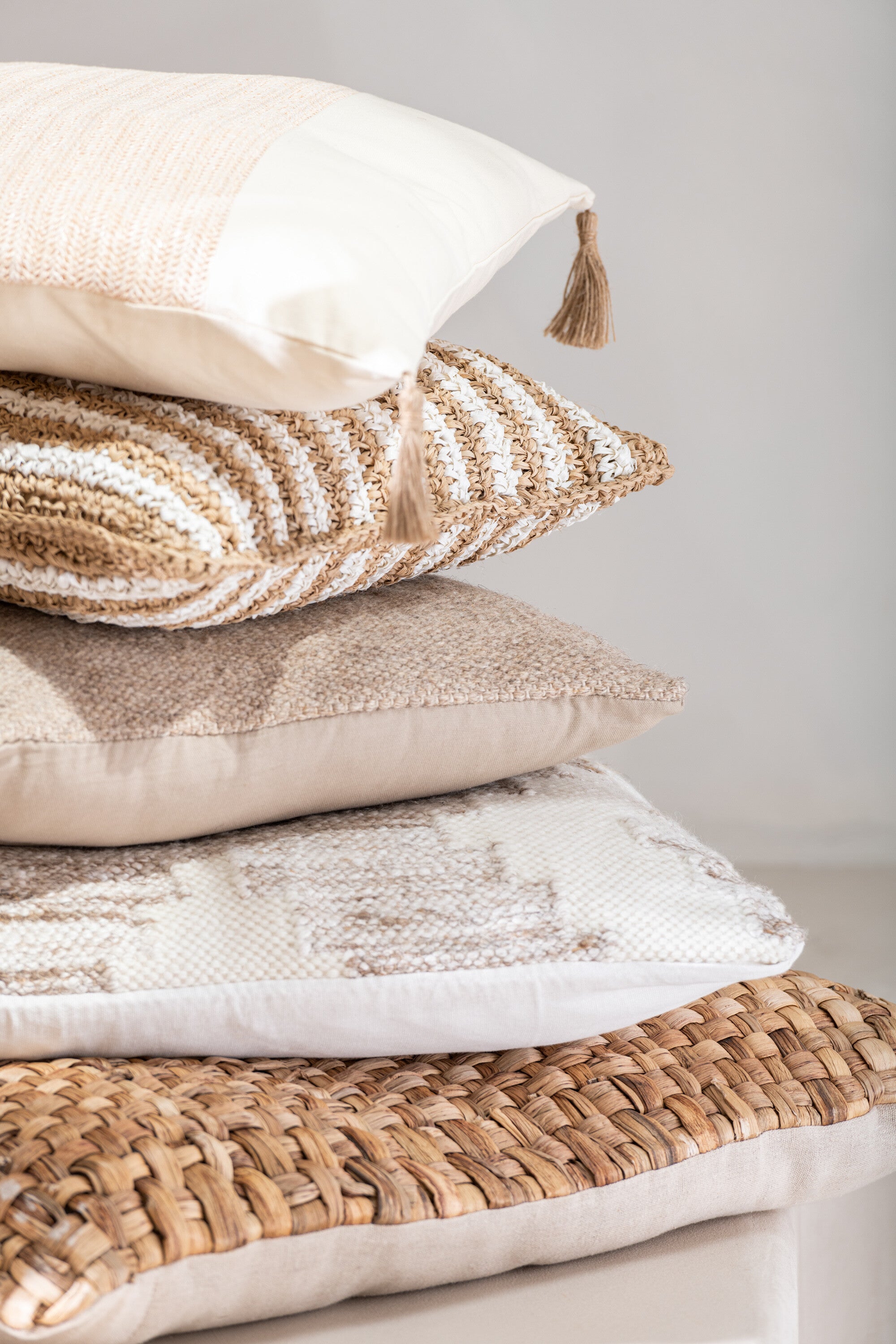 J-Line Kussen Geweven Vierkant Polyester Beige