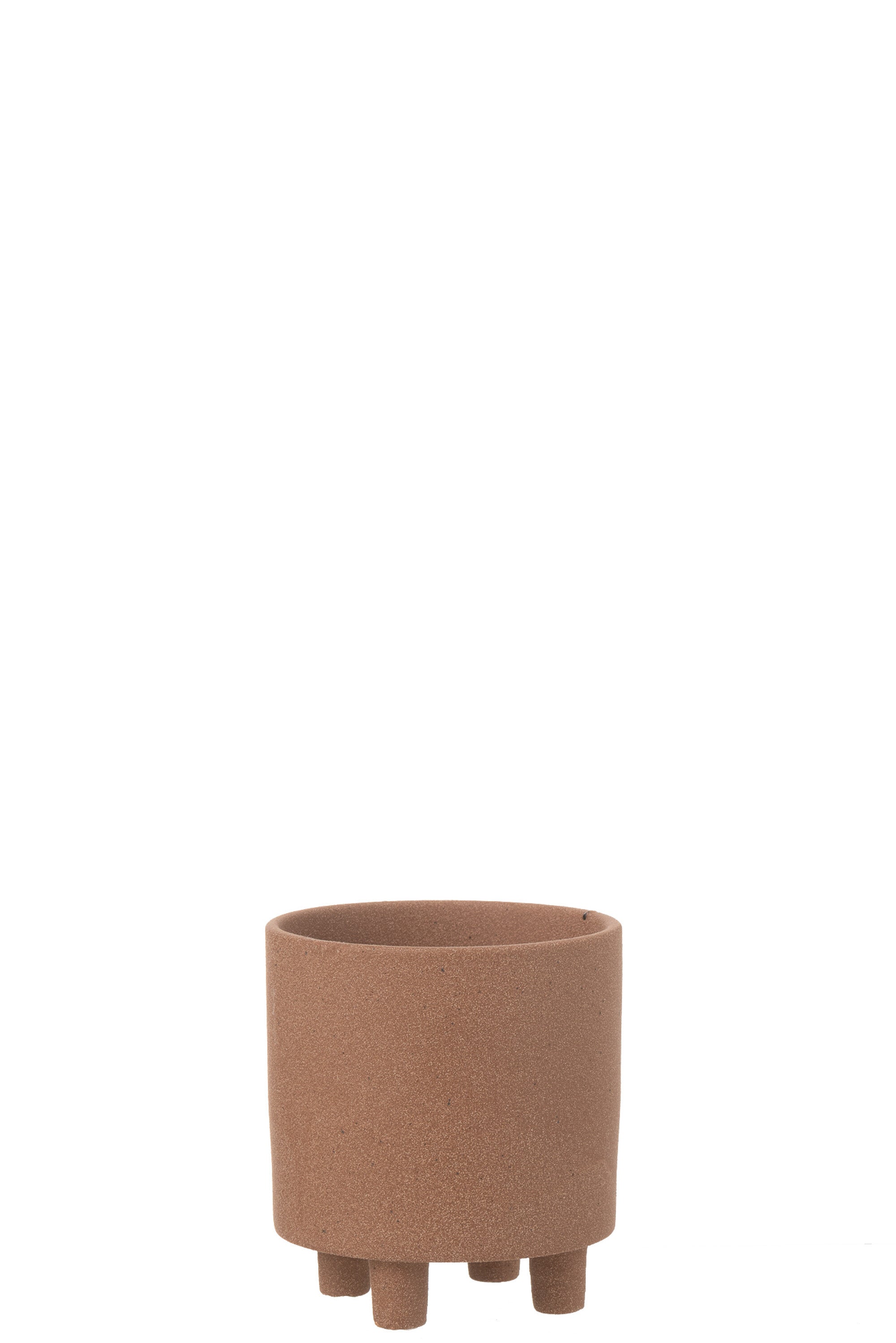 J-Line Bloempot Thibault Keramiek Bruin Small