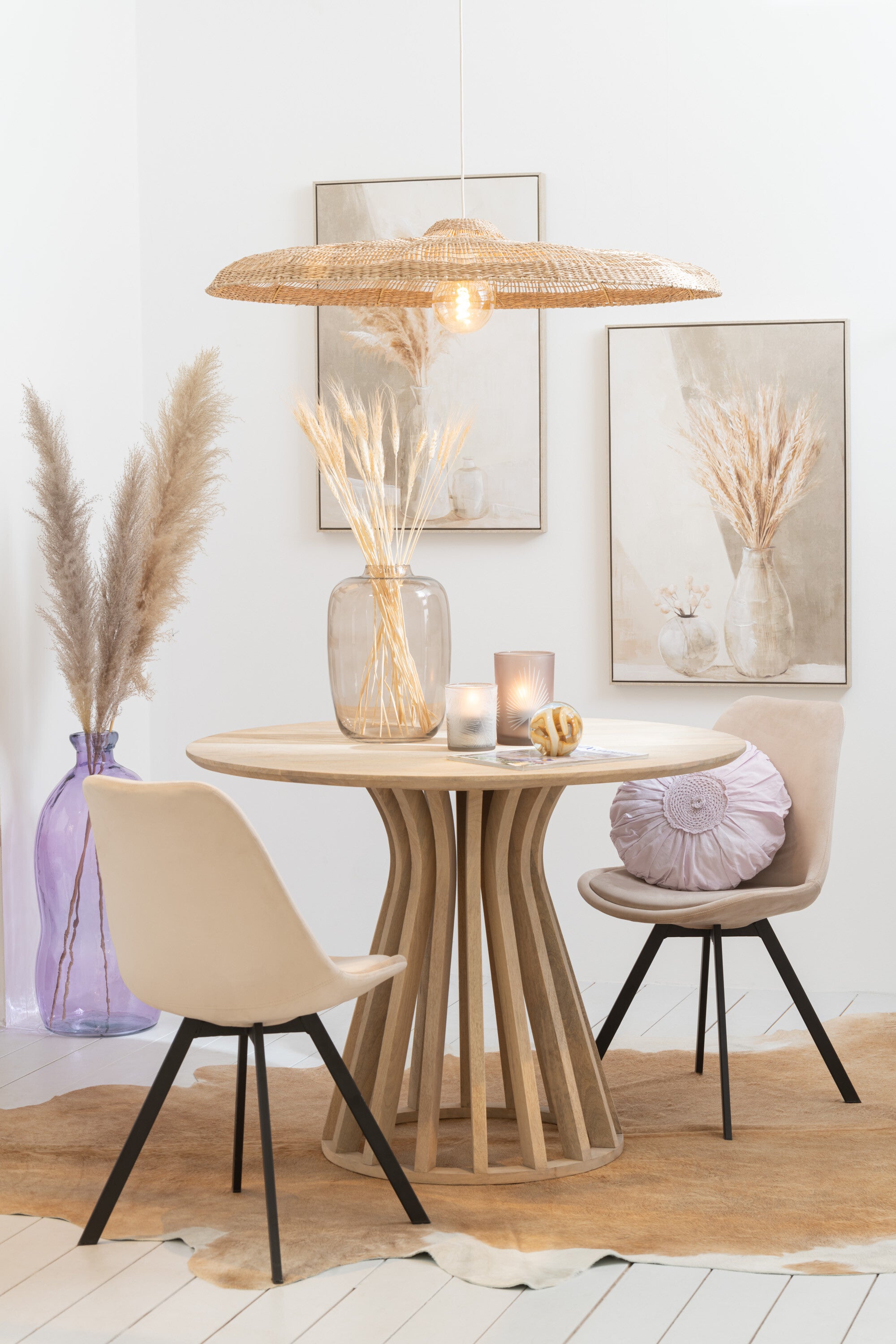 J-Line Kussen Rond Kant Katoen Violet