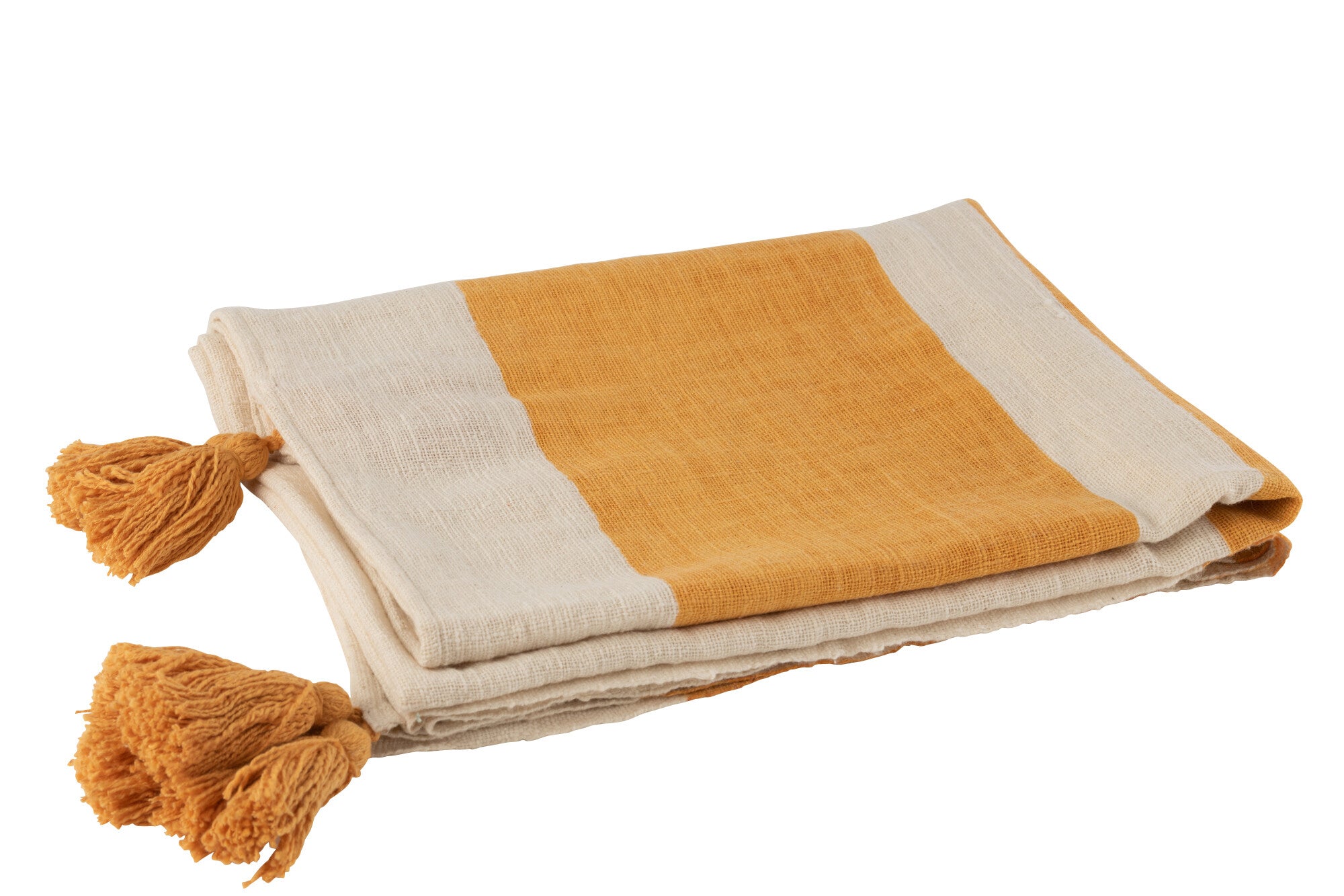 J-Line Plaid Strand Groeven Katoen Oker