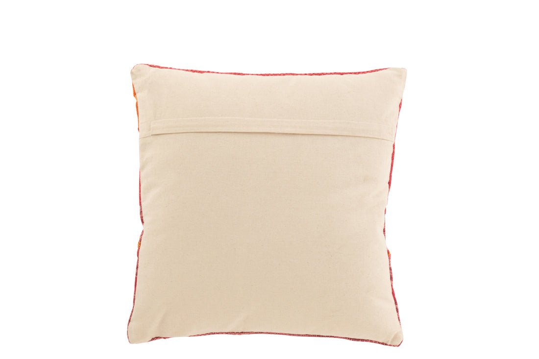 J-Line kussen Etnisch Gevlochten Vierkant - katoen - roze/paars