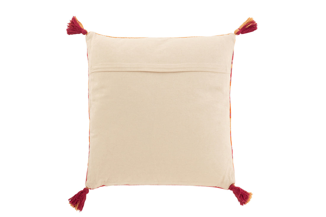 J-Line Kussen Vrolijk Etnisch Rechthoek Katoen Roze / Paars