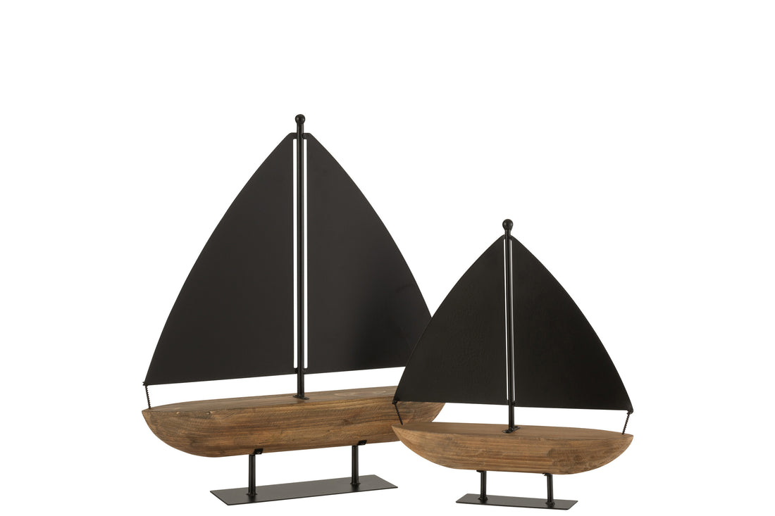 Zeilboot Hout/Metaal Zwart/Bruin Groot