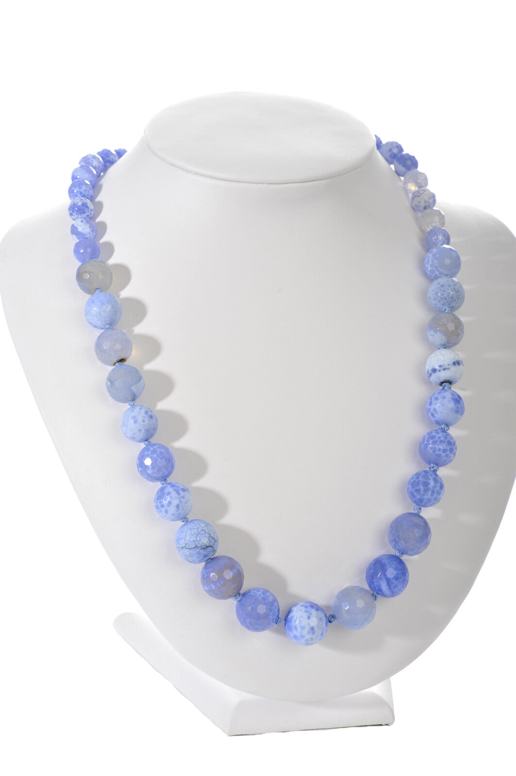 Ketting Agaat Facet Rond Lichtblauw