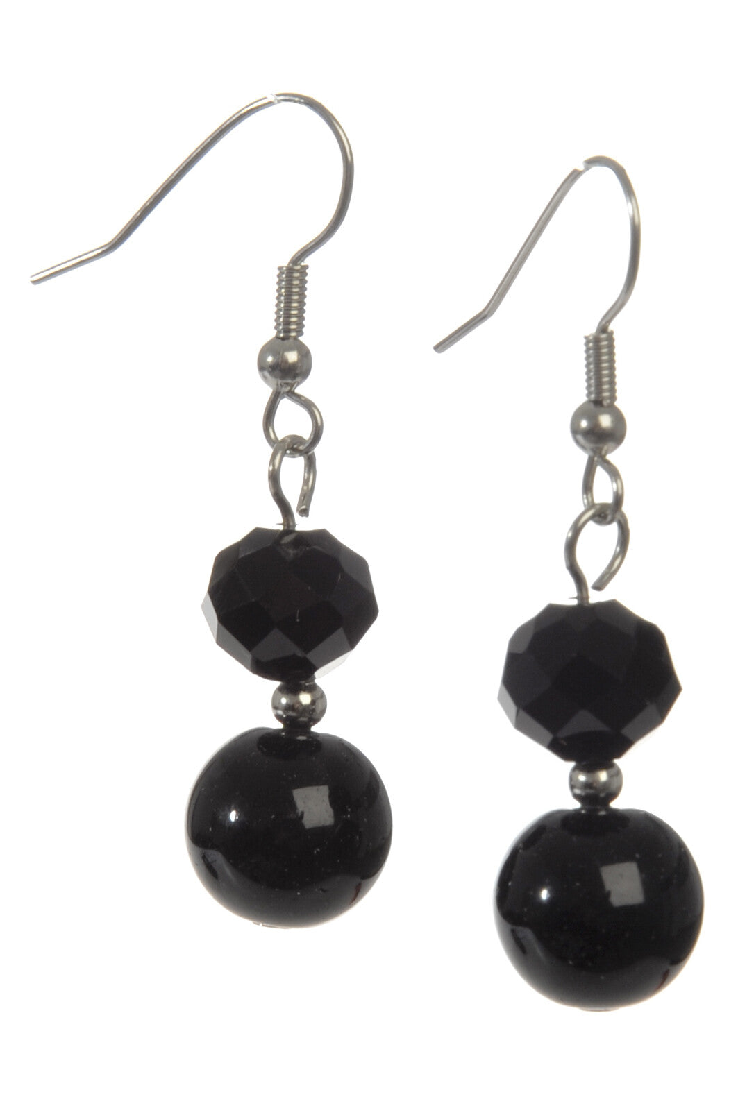 Oorbel Kristal+Parel Zwart