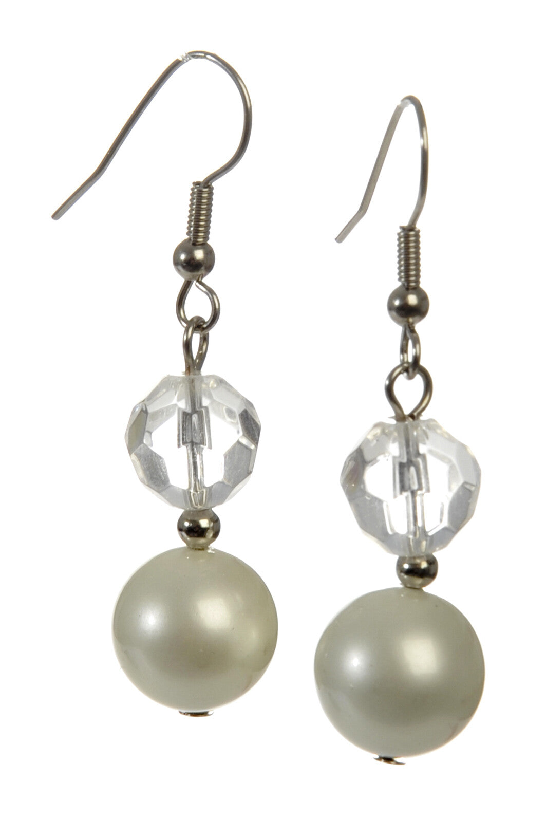 Oorbel Kristal+Parel Wit