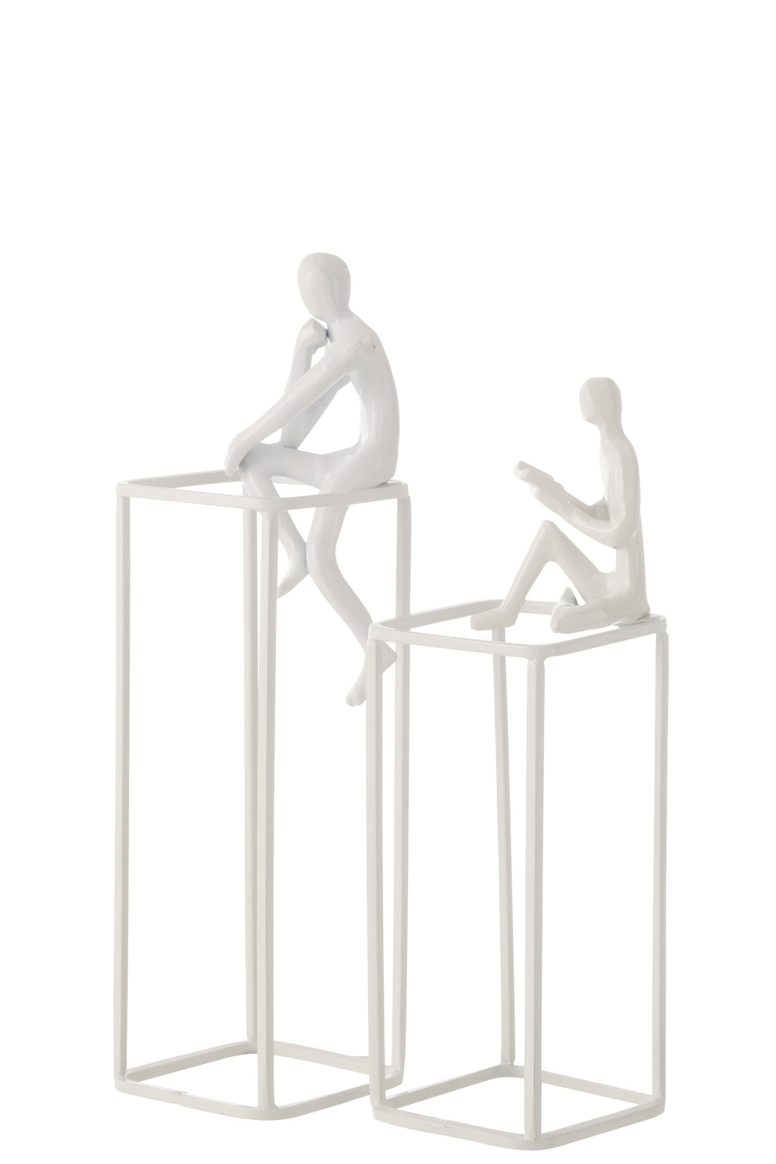 J-Line Figuur Rust Op Kubus Aluminium Wit