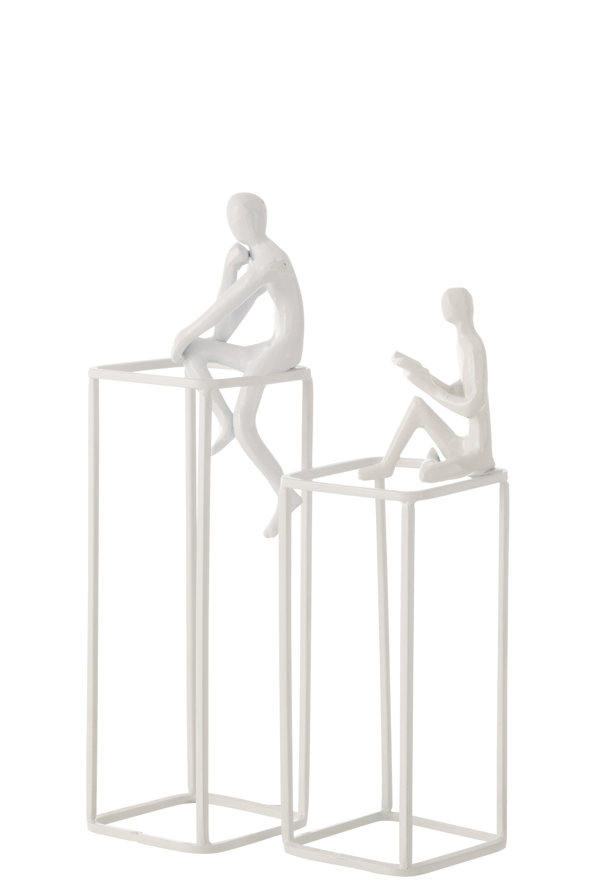 J-Line Figuur Rust Op Kubus Aluminium Wit