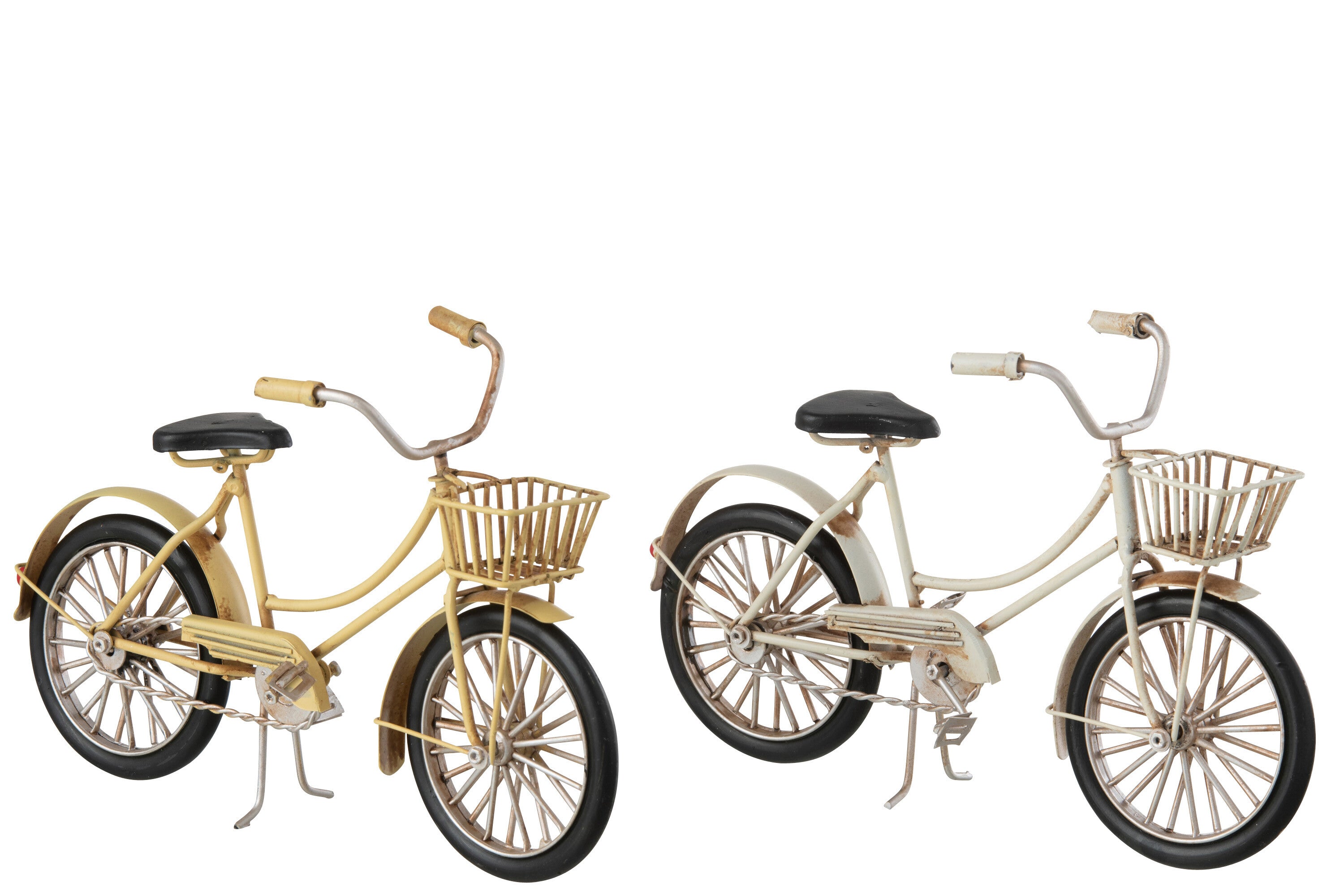 Damesfietsmand Metaal Beige/Geel Assortiment Van 2