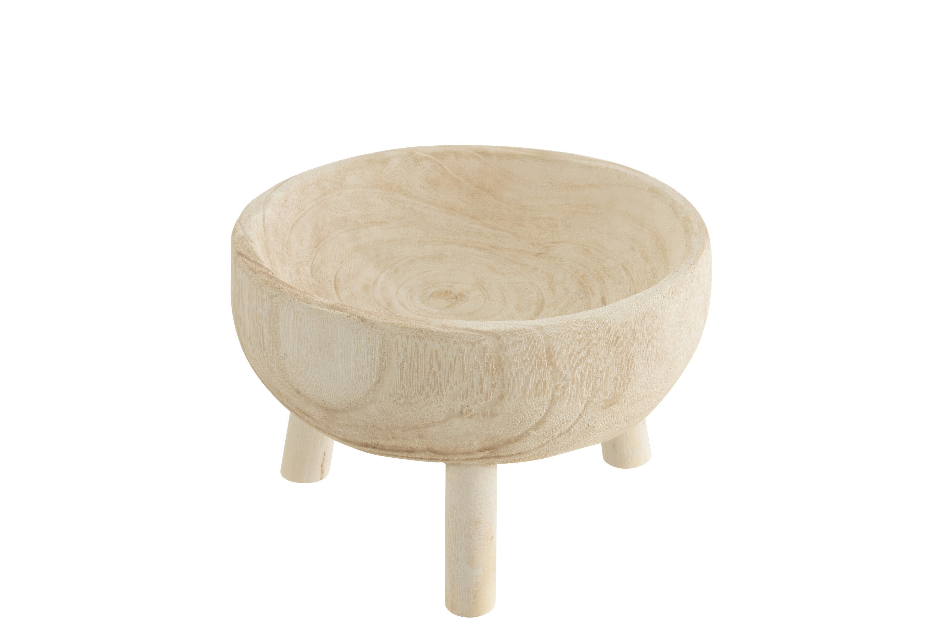 J-Line Schaal Op Tripod Paulownia Hout Wit