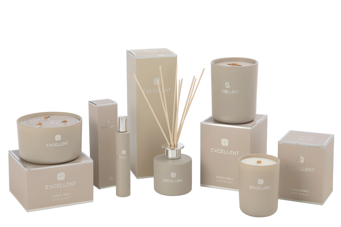 J-Line geurkaars Excellent - glas - beige - L - 40U