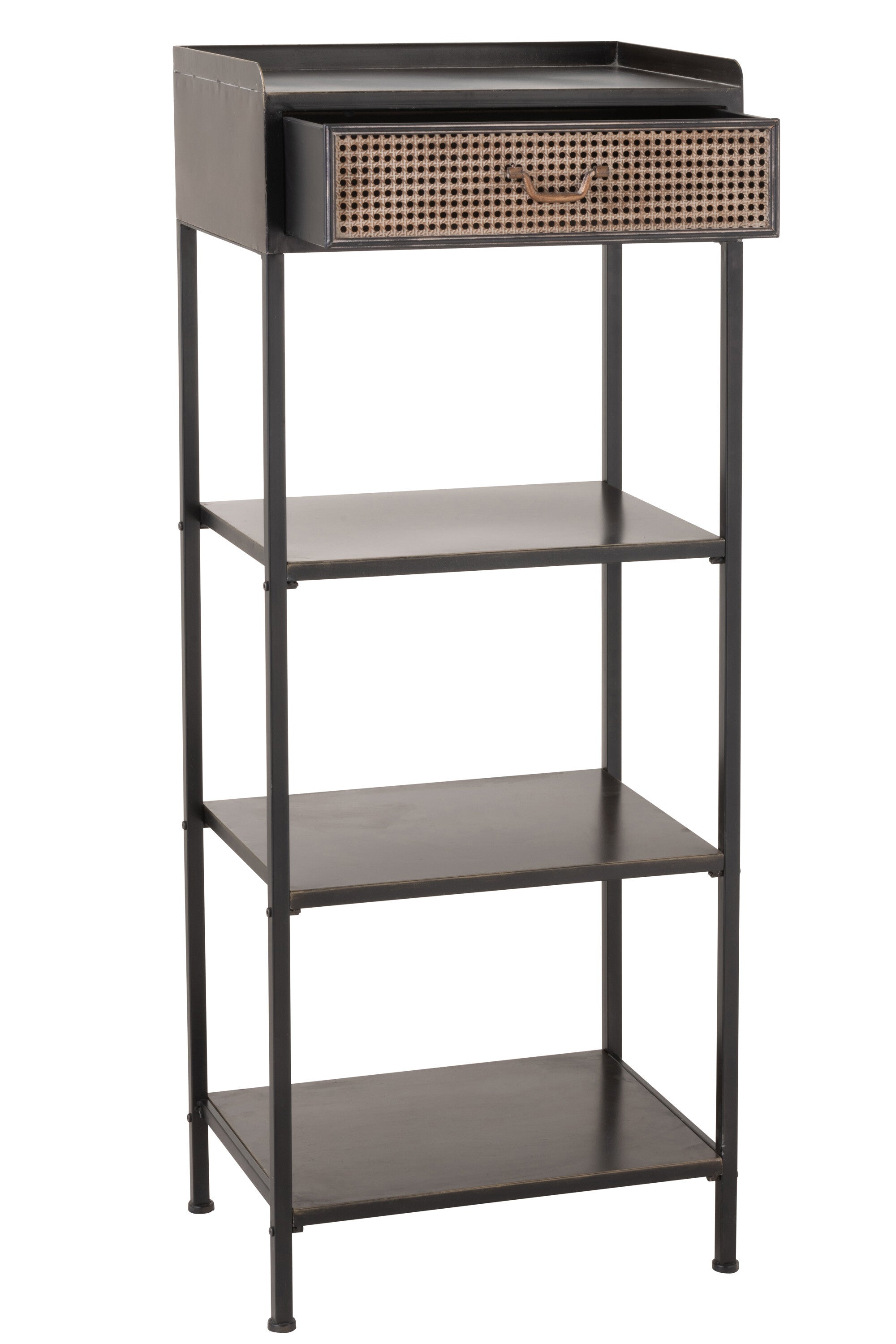 Rek 1 lade + 3 planken Metaal Zwart