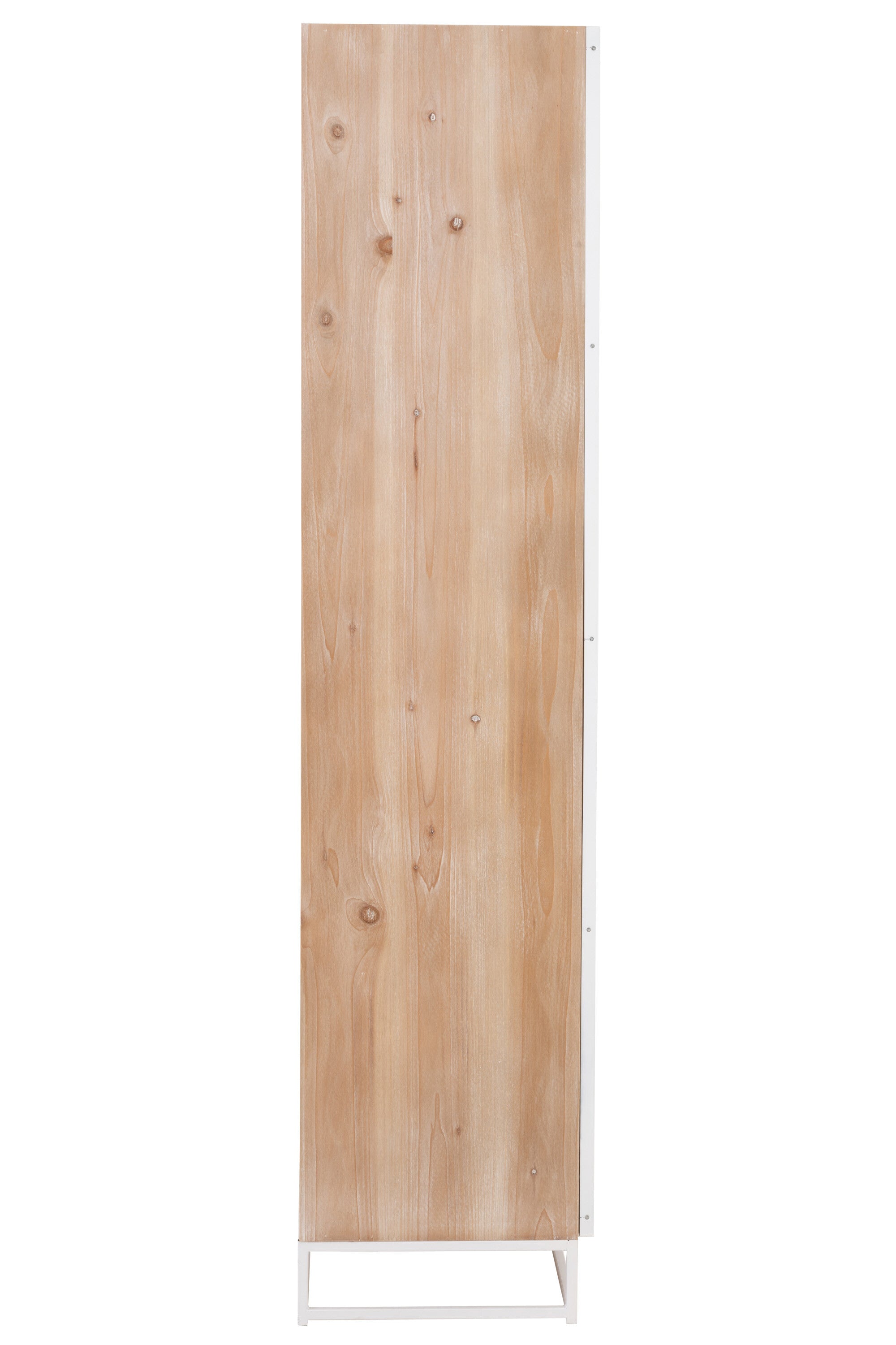 Kast Hoog 2 Deuren Zigzag Hout/Metaal Natuur/Wit