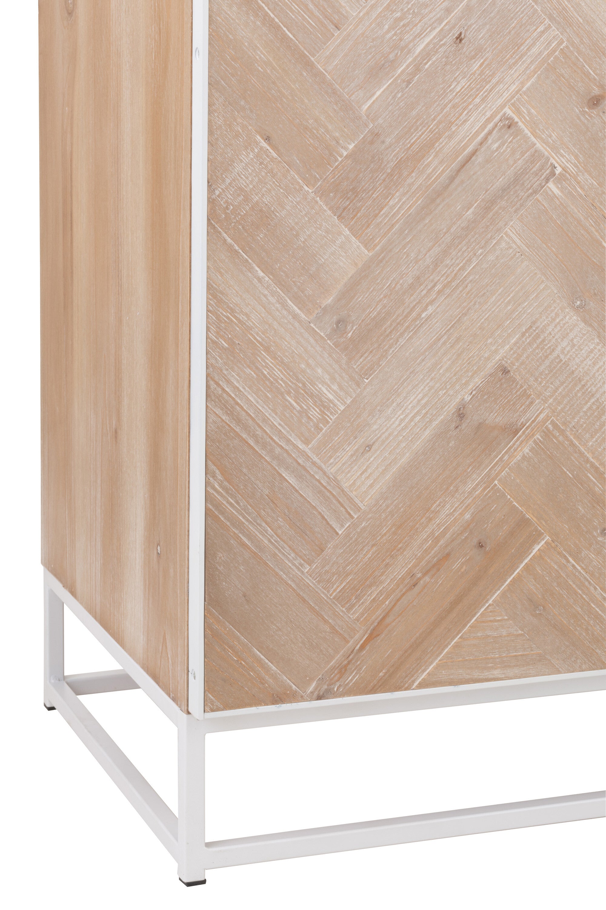 Kast Hoog 2 Deuren Zigzag Hout/Metaal Natuur/Wit