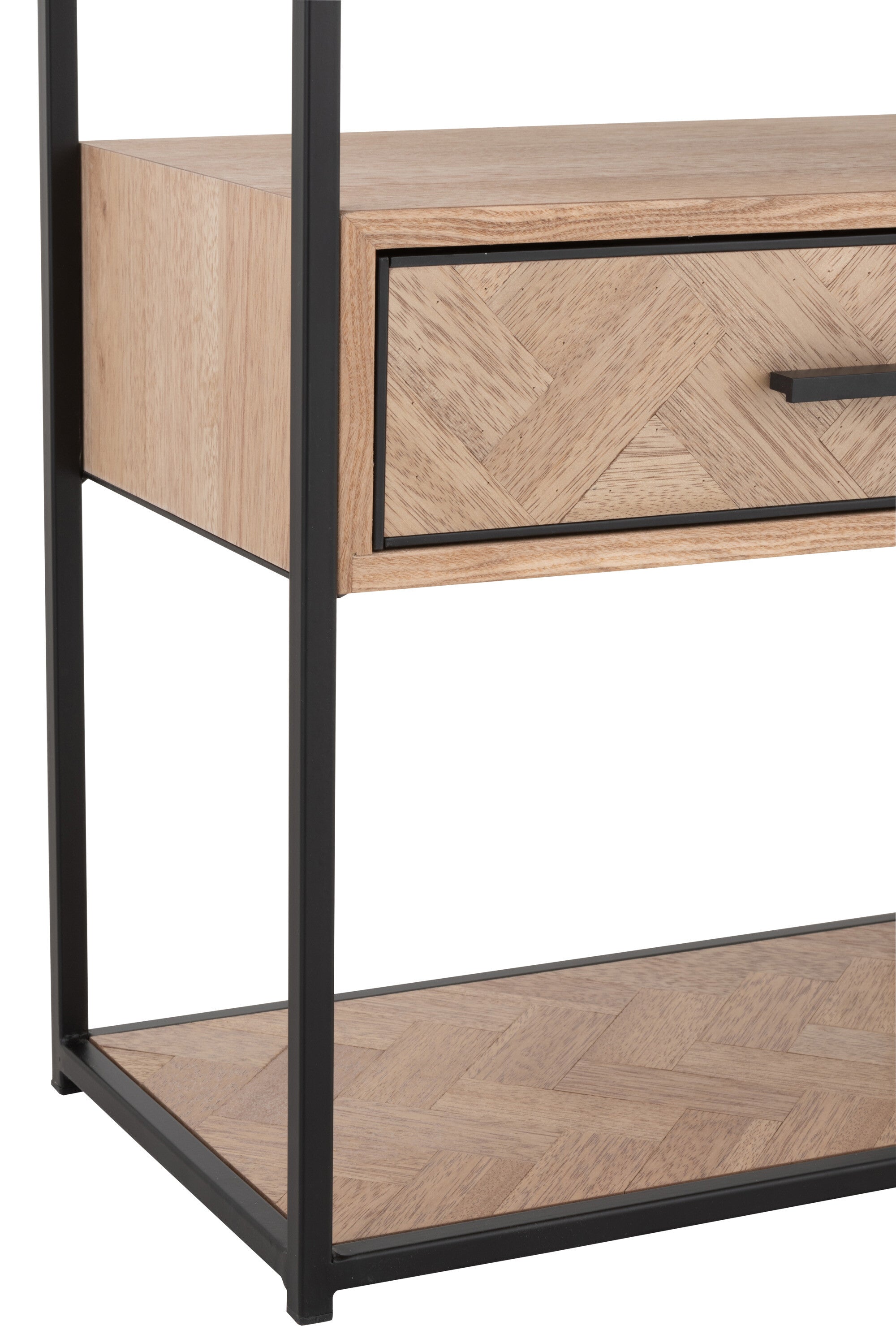 Sidetable Zigzag 1 Lade Hout/Metaal Natuurlijk/Zwart