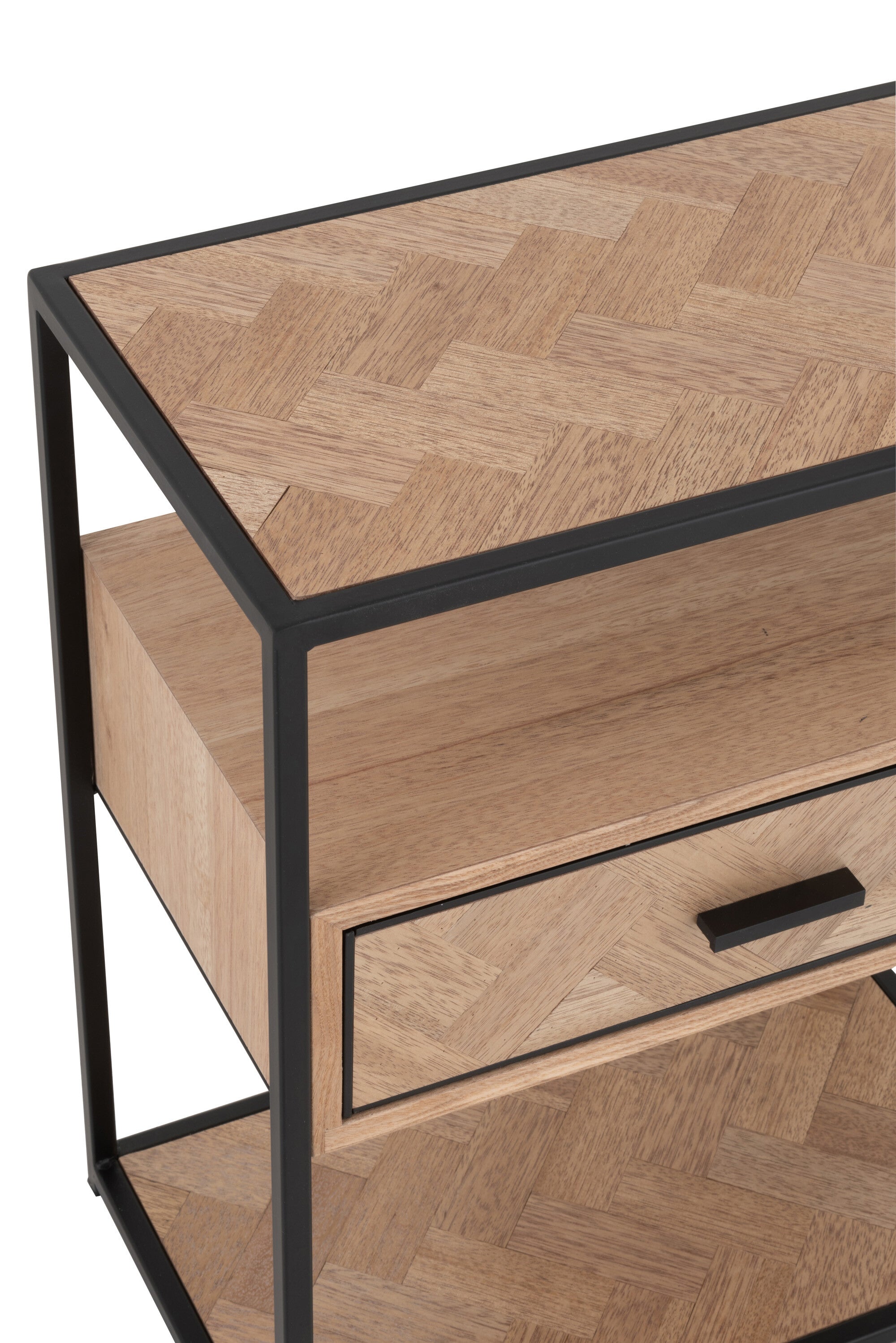 Sidetable Zigzag 1 Lade Hout/Metaal Natuurlijk/Zwart