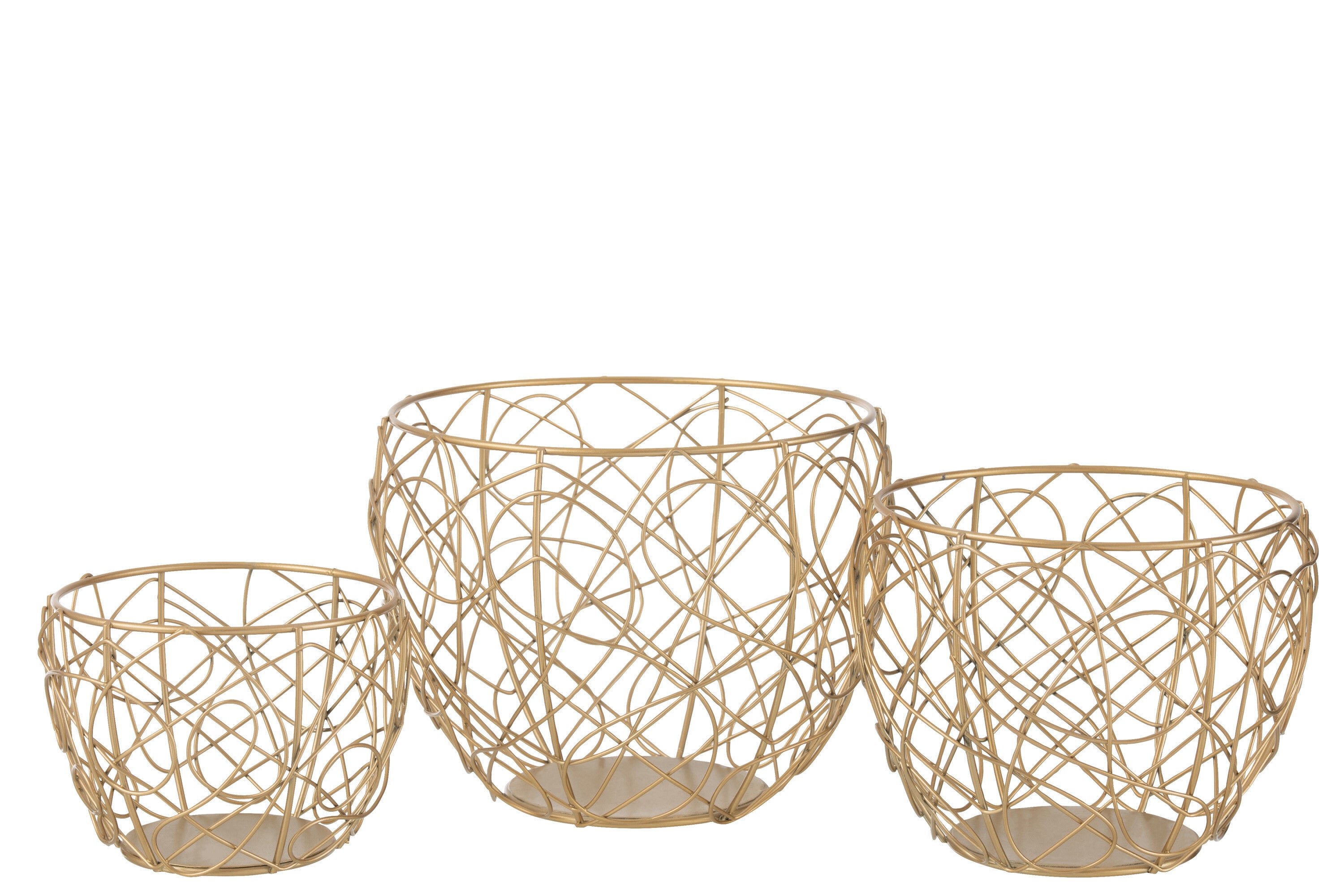 J-Line Set 3 Theelichthouder Manden Metaal Goud (R)