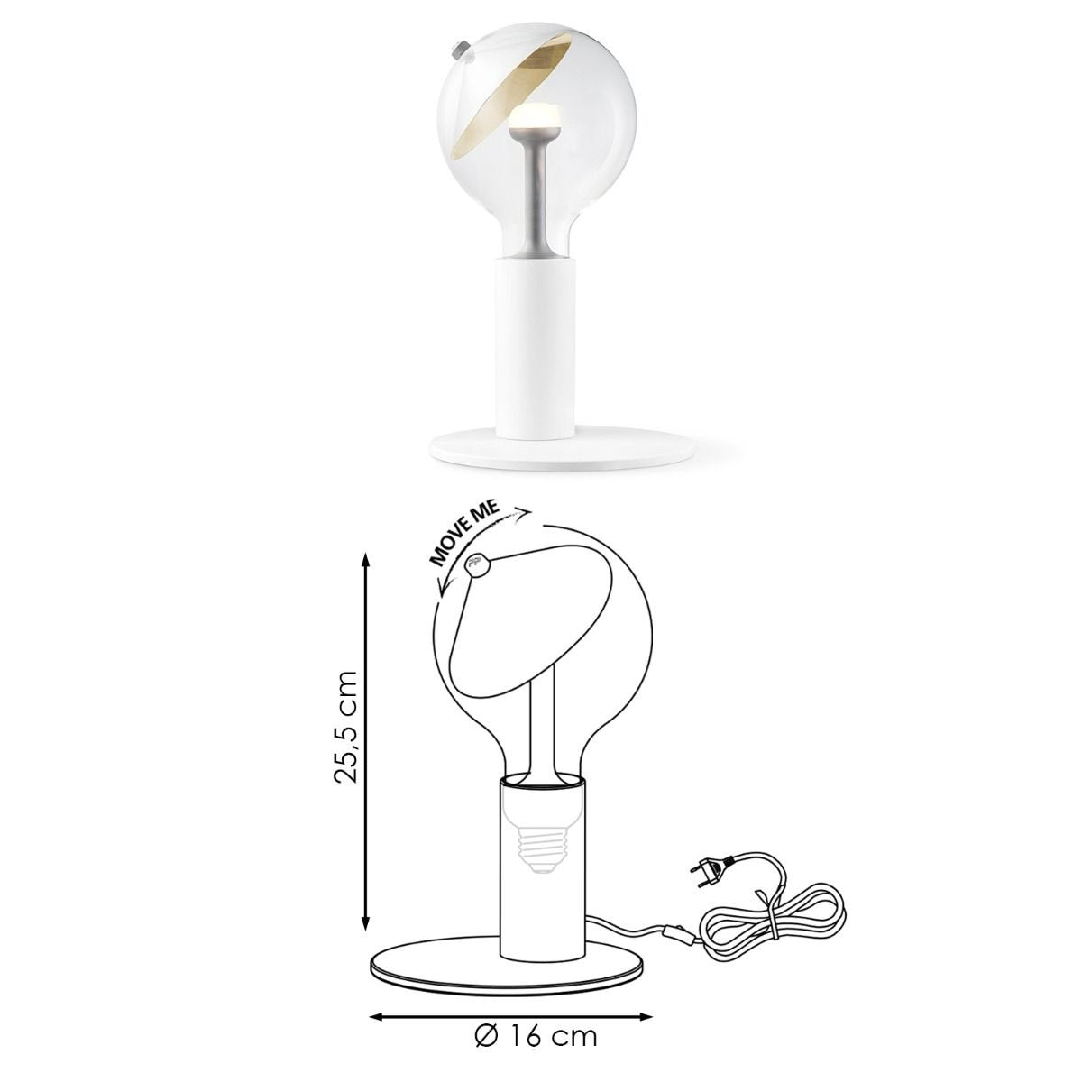 Tafellamp Move Me Side Cone 5.5W 2700K Wit-zilver-goud