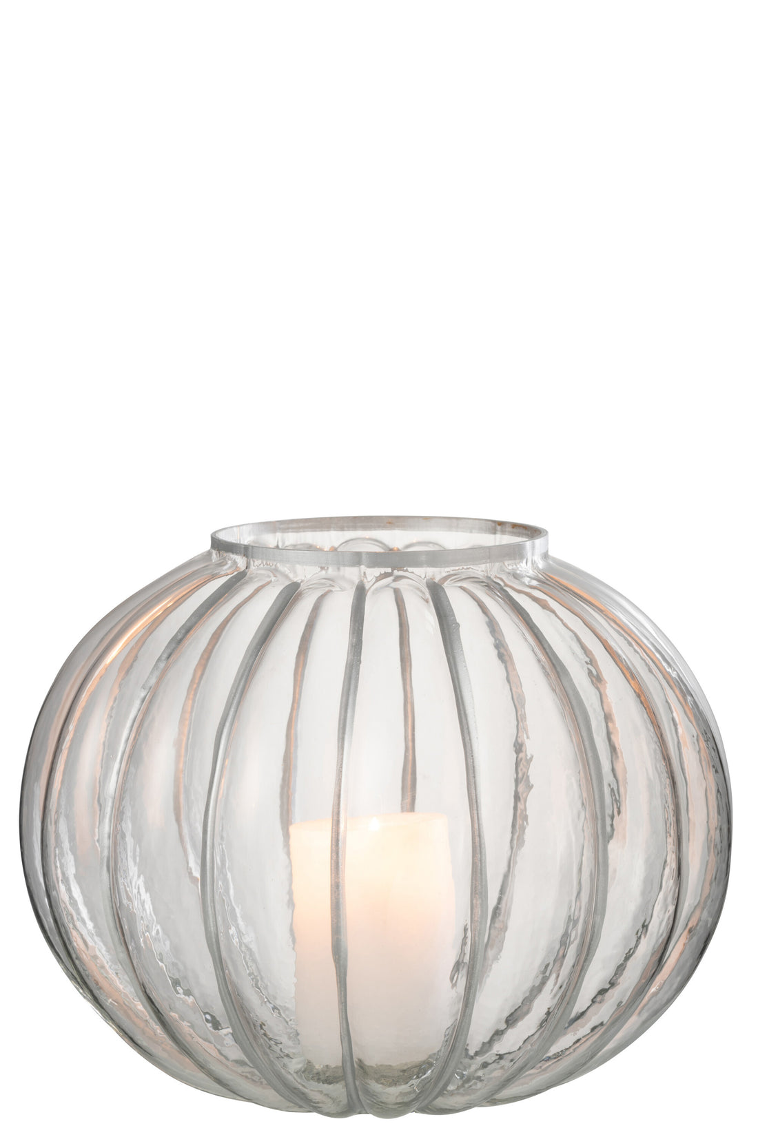 Orkaan Bal Streep Glas Transparant/Zilver Groot