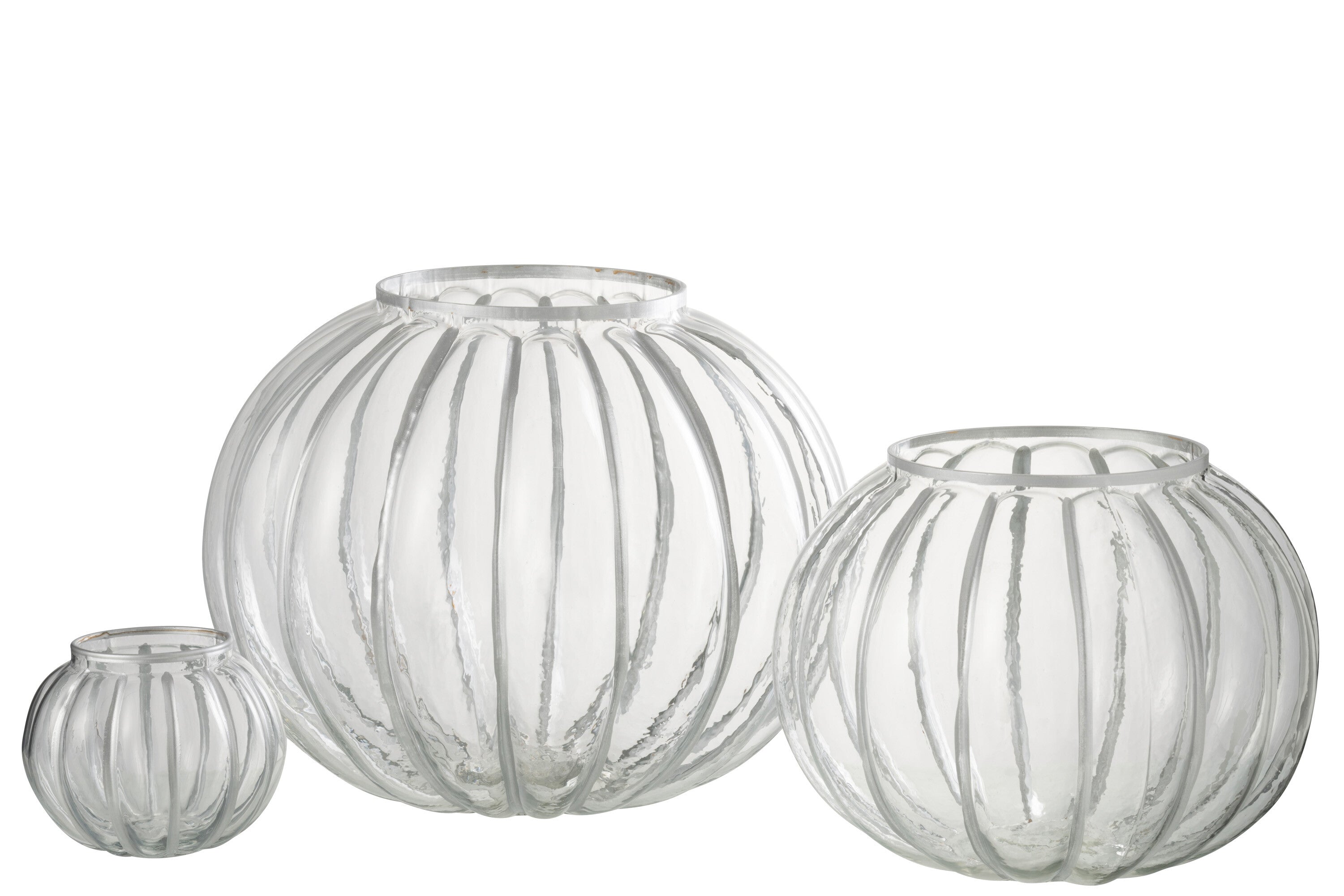 Orkaan Bal Streep Glas Transparant/Zilver Groot