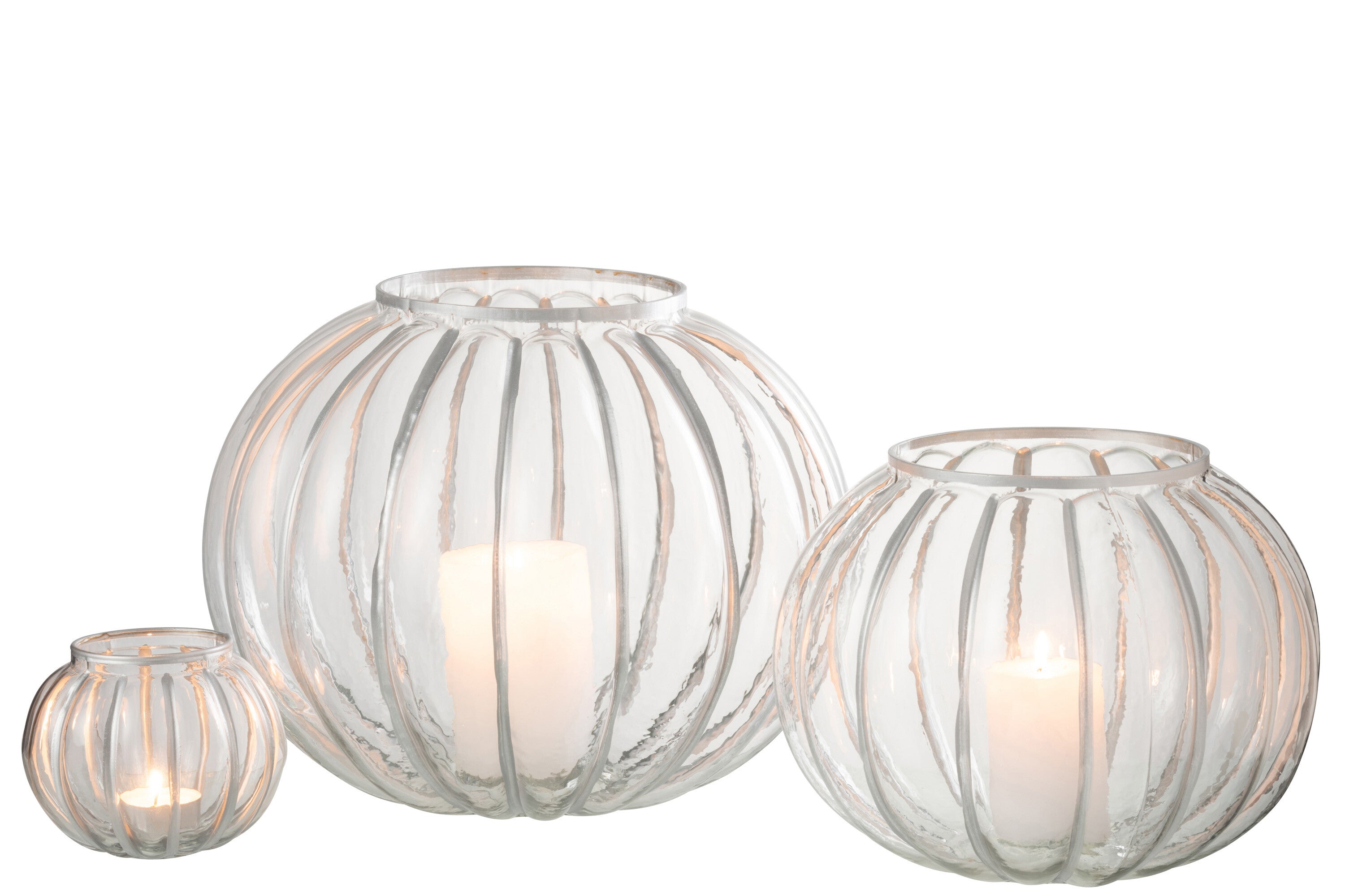 Orkaan Bal Streep Glas Transparant/Zilver Groot