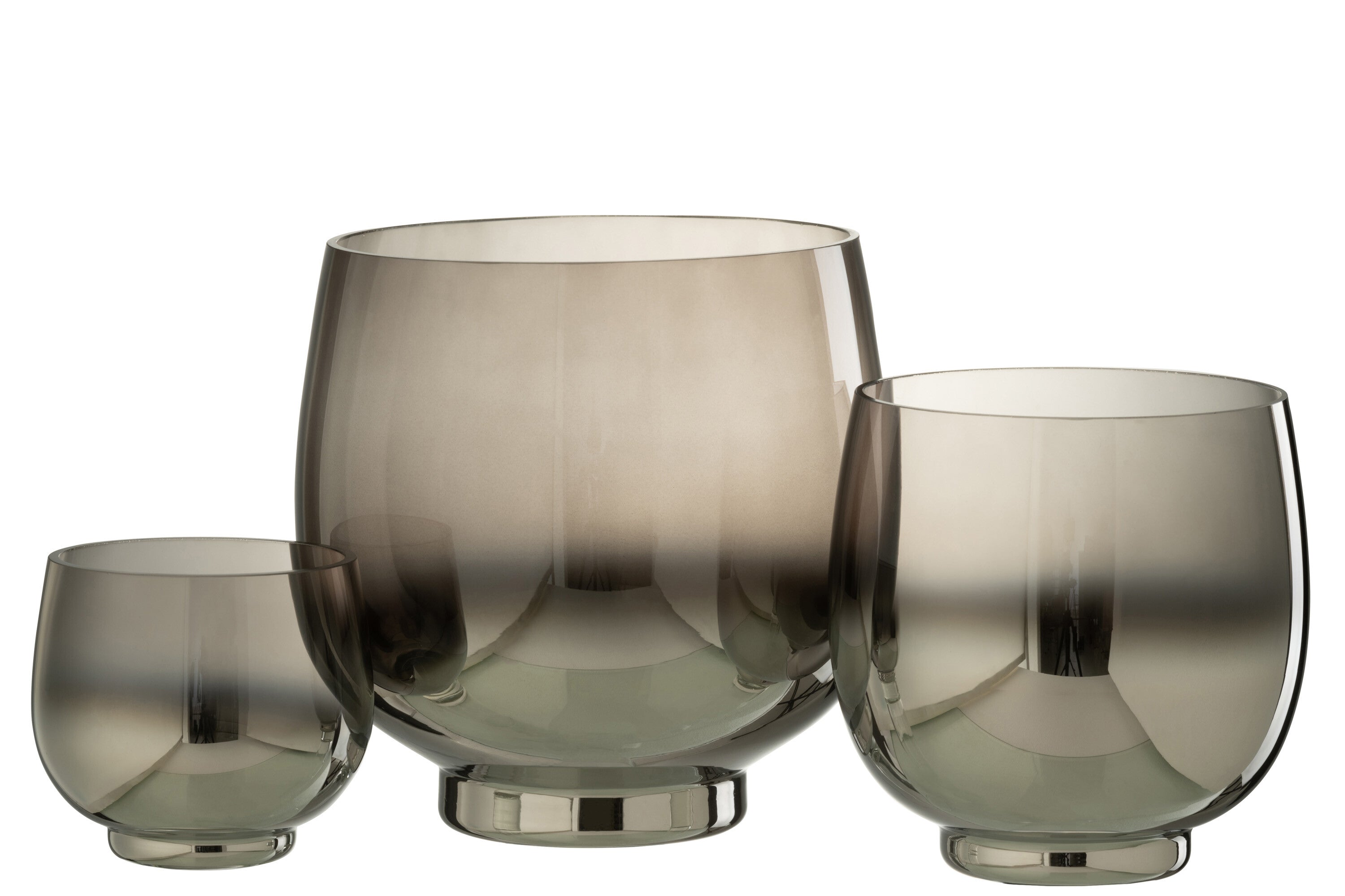 Orkaan Ronde Glazen Rook Grijs/Zilver Groot