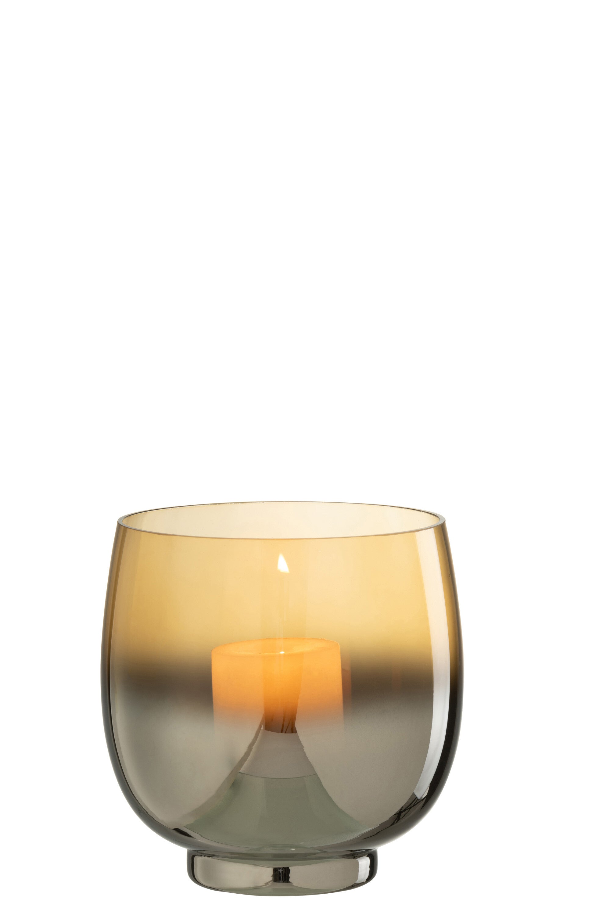 Orkaan Ronde Glazen Rook Geel/Zilver Medium