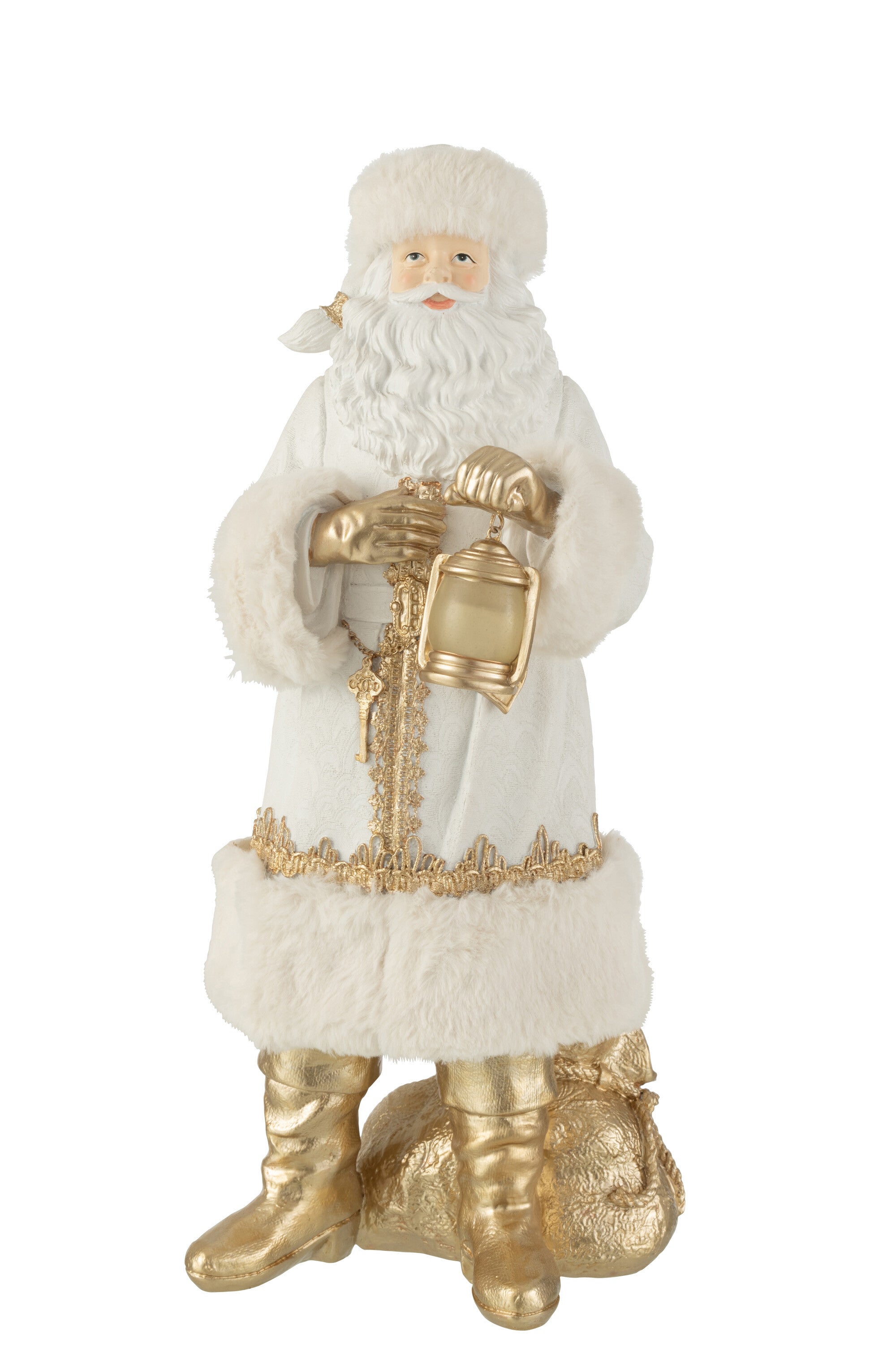 J-Line Kersthanger - polyester - wit/goud