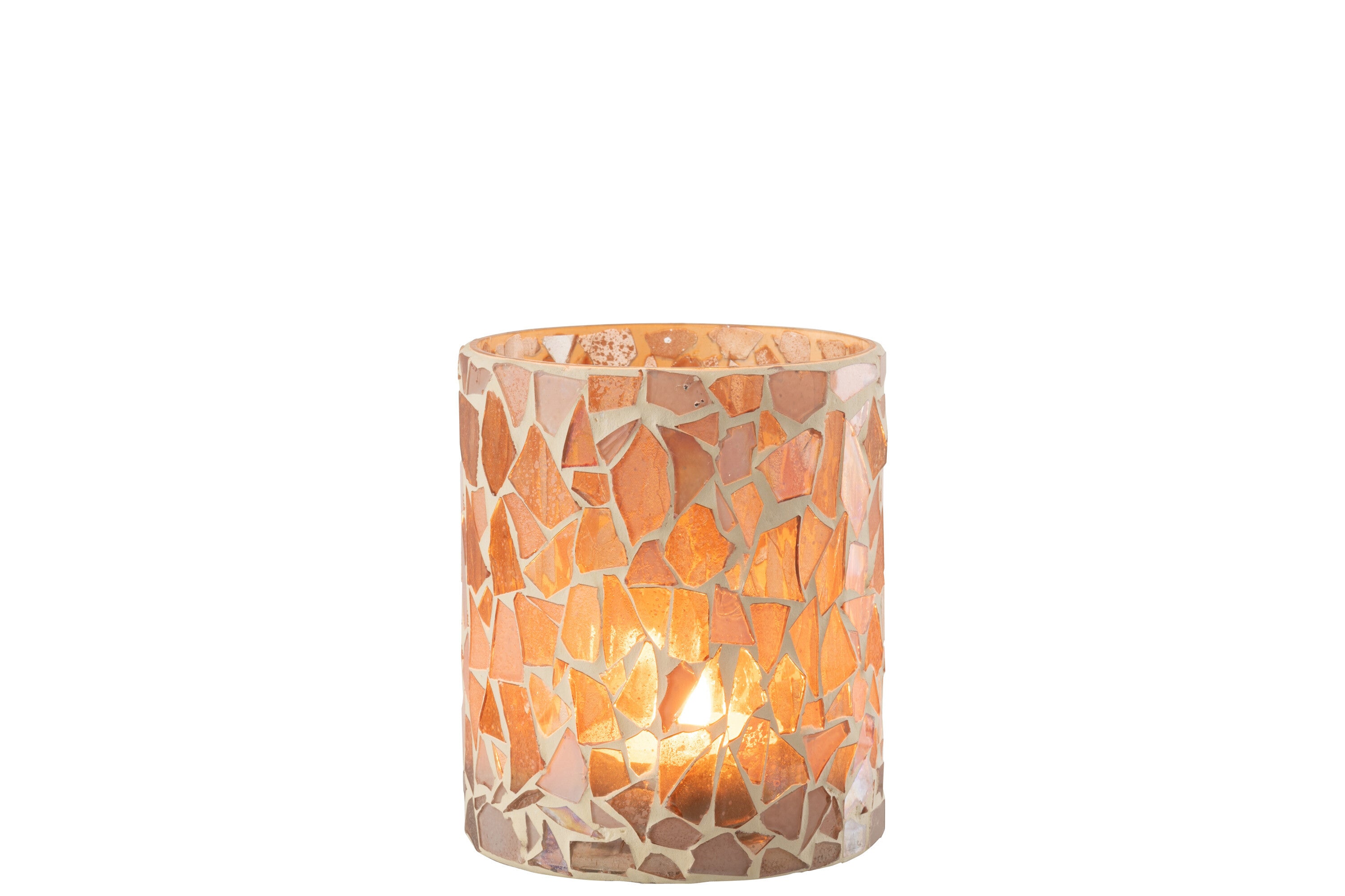 Windlicht Mozaiek Glas Beige Medium