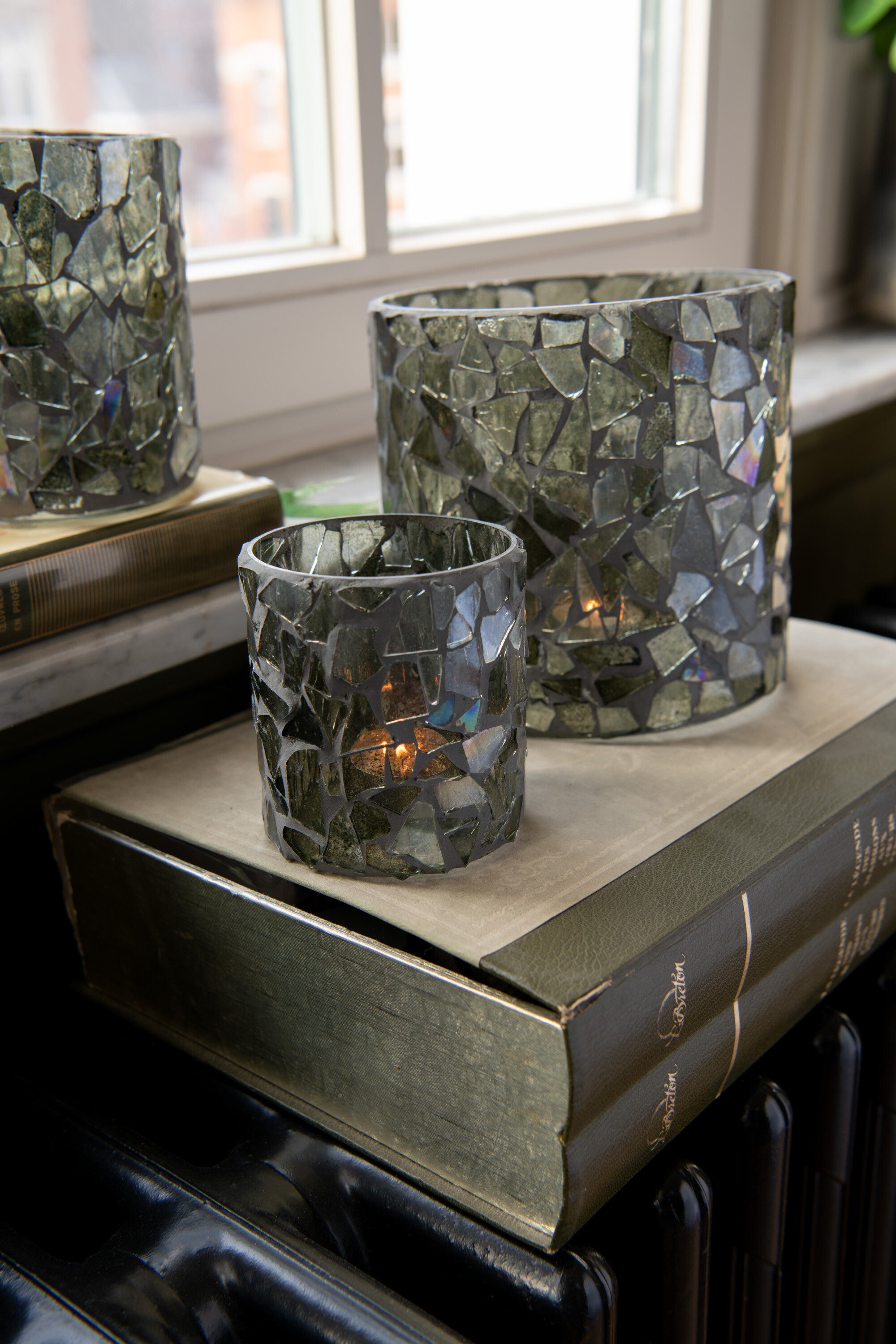 Orkaan Mozaïekglas Grijs/Groen Groot