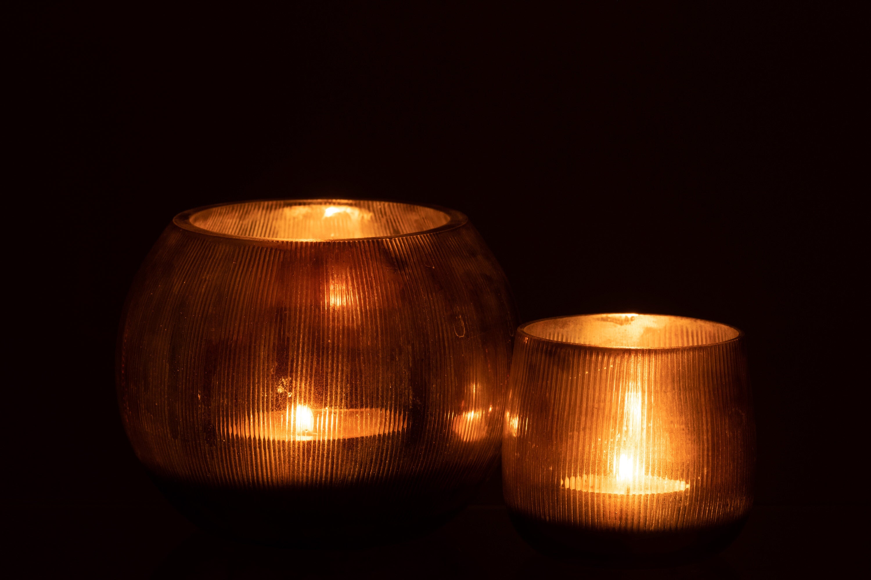 Orkaanlijnen Glas Donkerbruin Groot