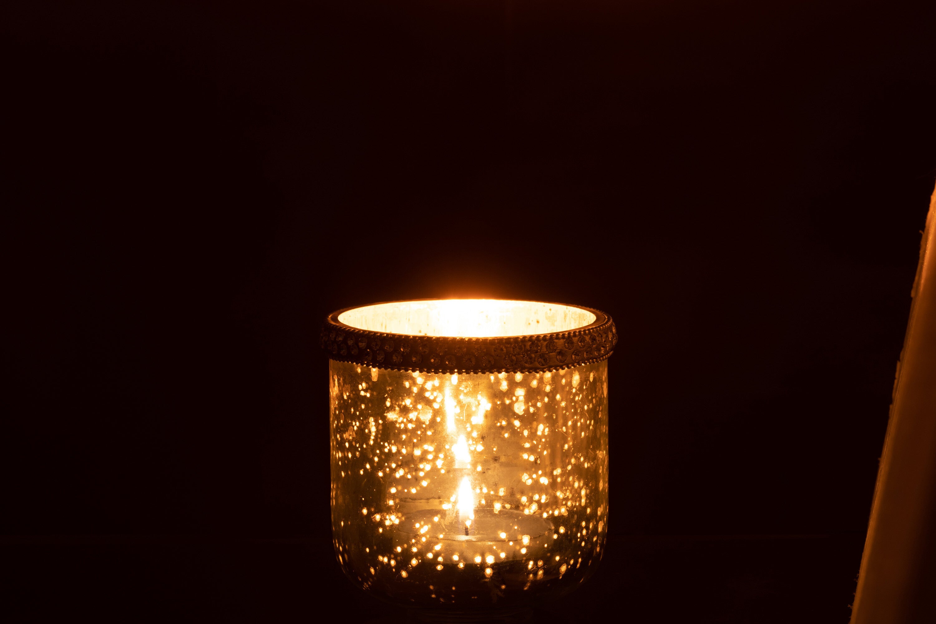 J-Line lantaarn diamant glas zilver klein