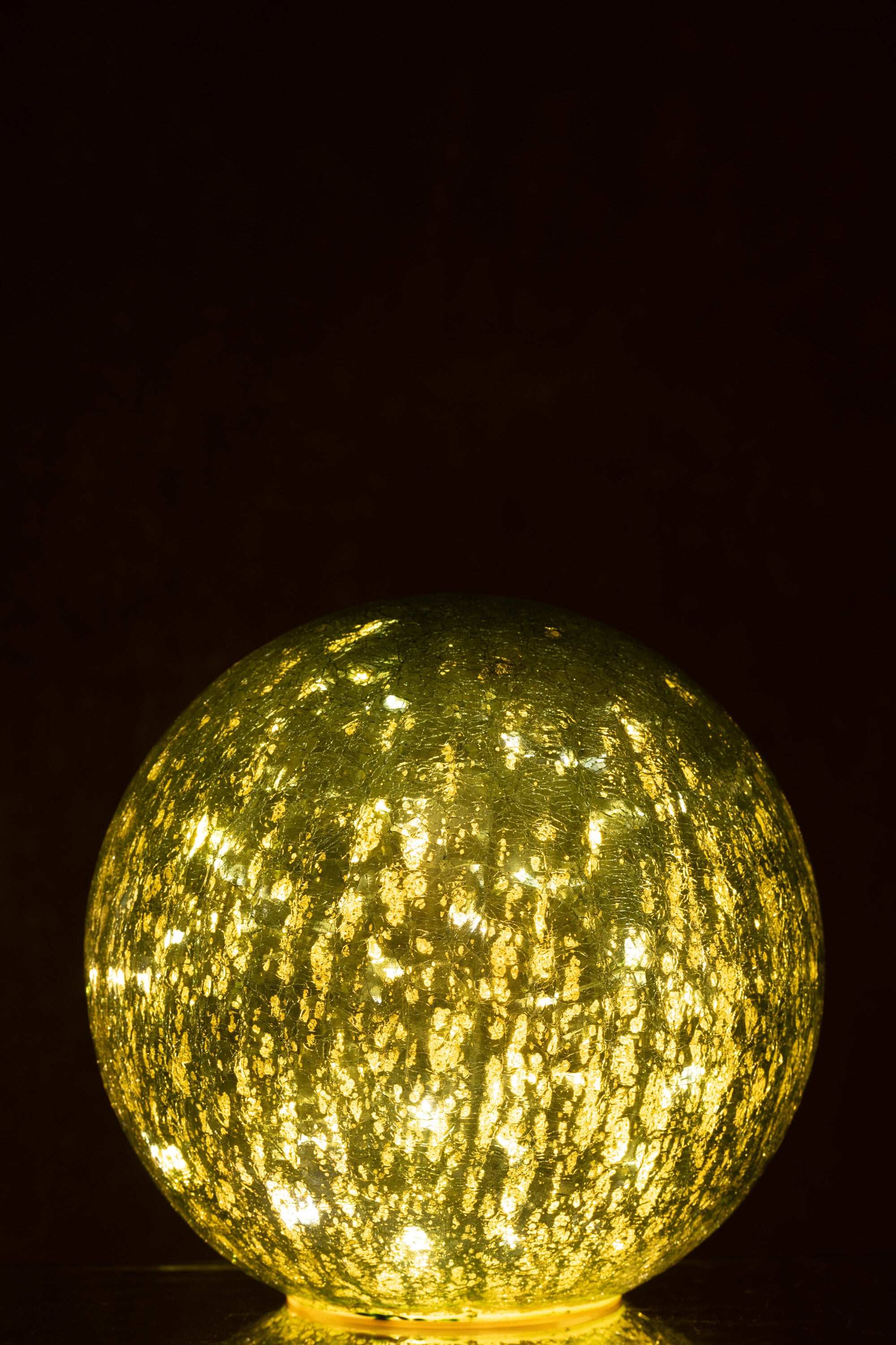 Bal met LED-verlichting van glas, groen, groot