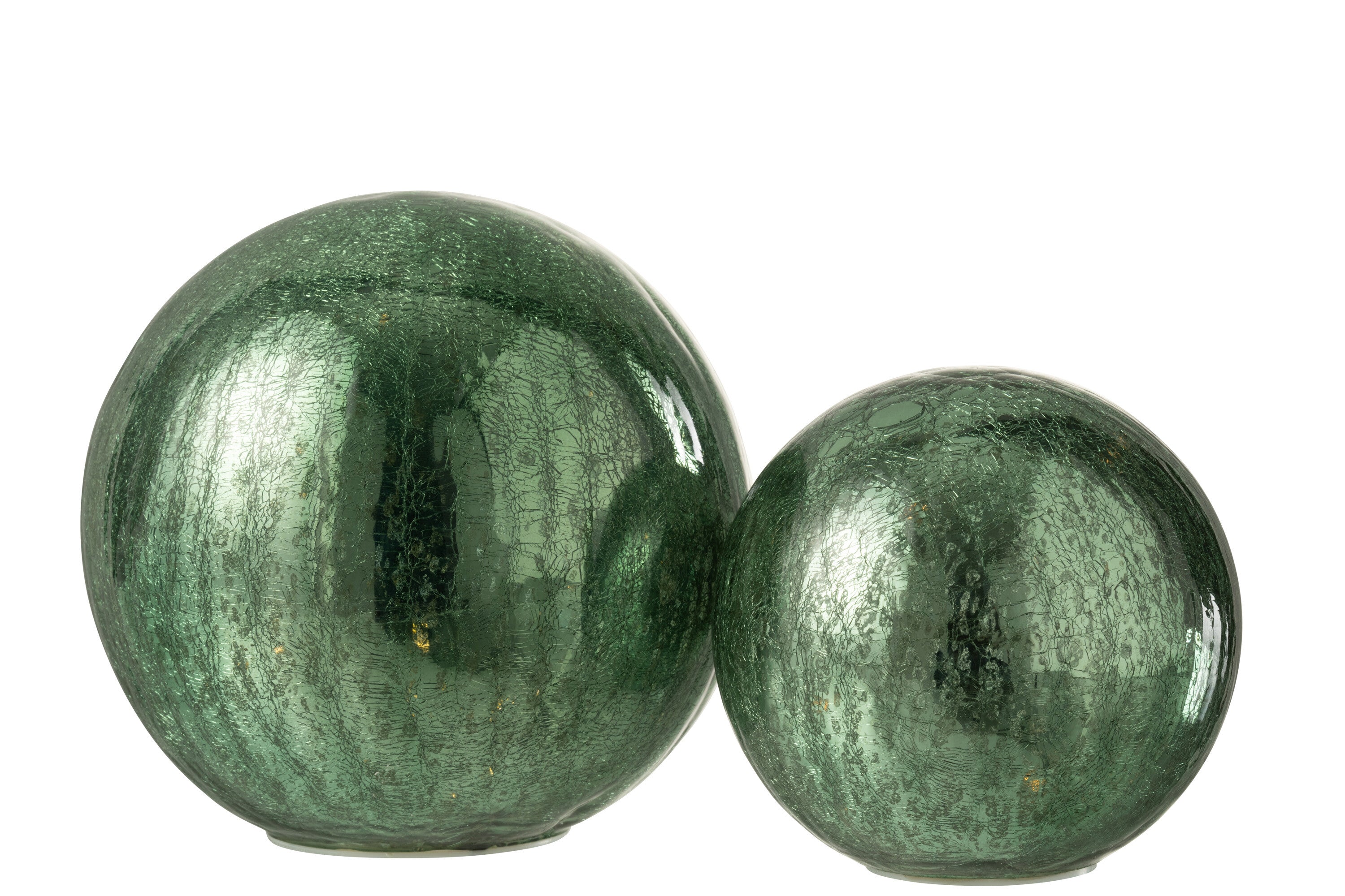 Bal met LED-verlichting van glas, groen, groot