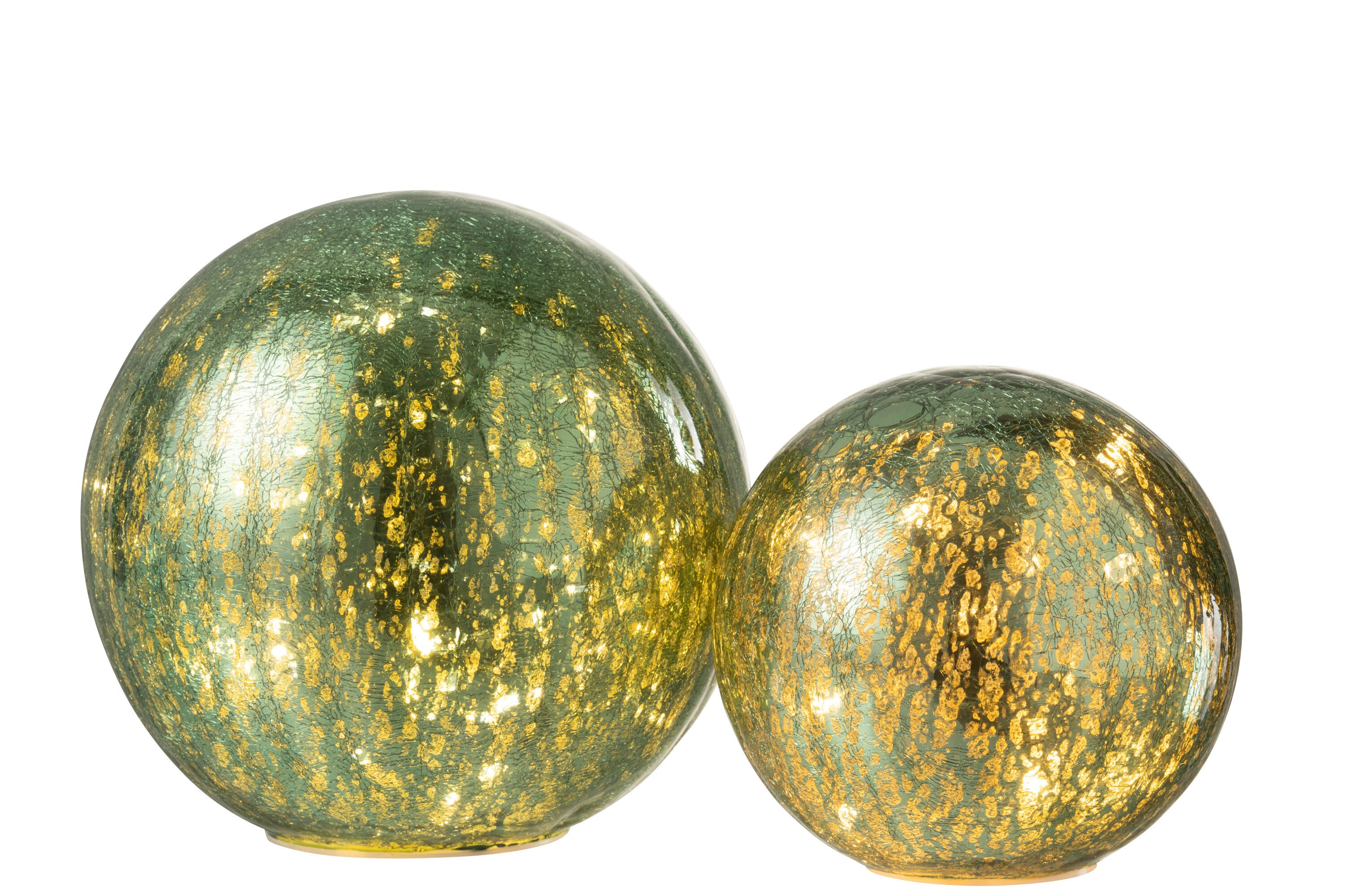 Bal met LED-verlichting van glas, groen, groot