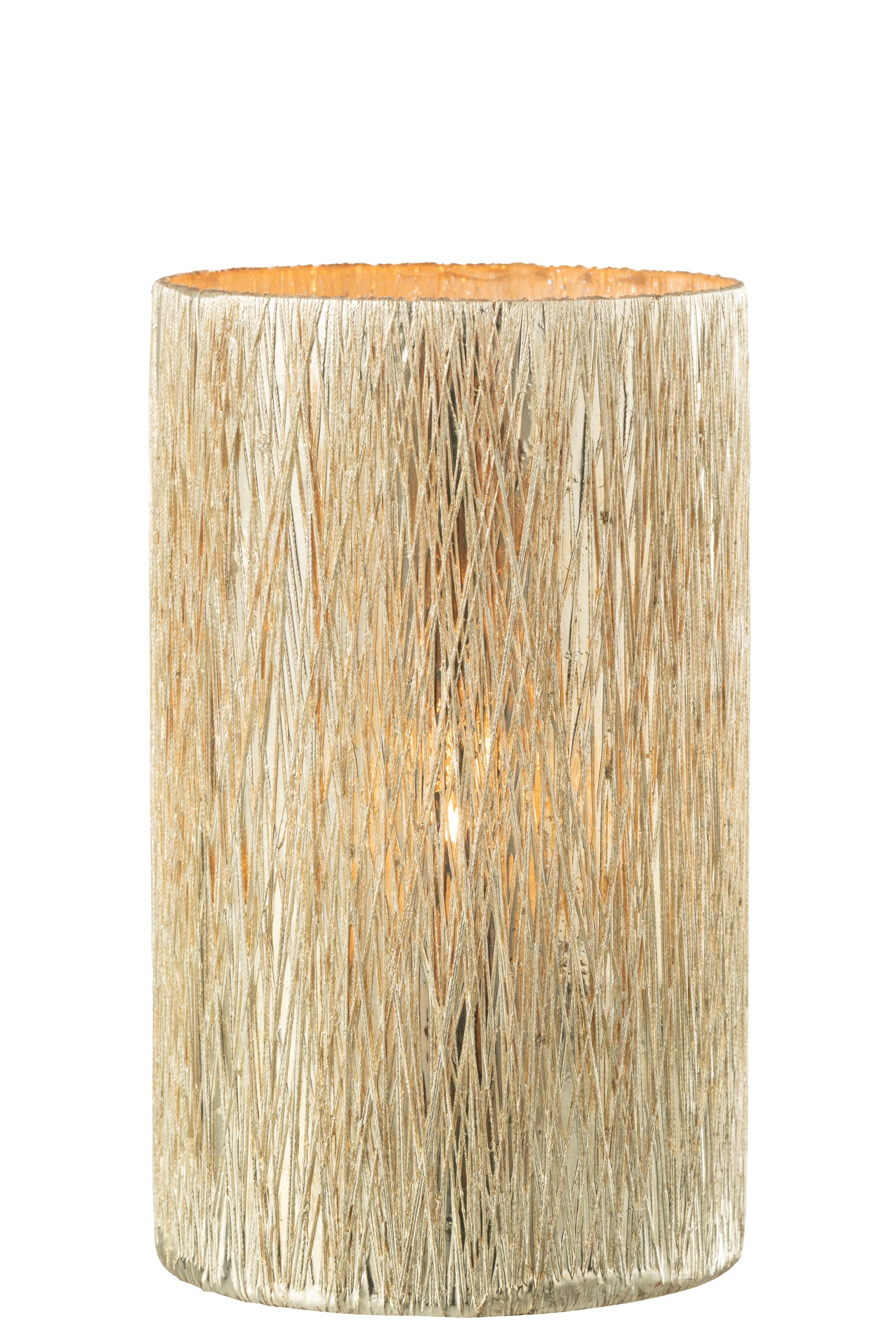 J-Line lantaarn glas zilver groot