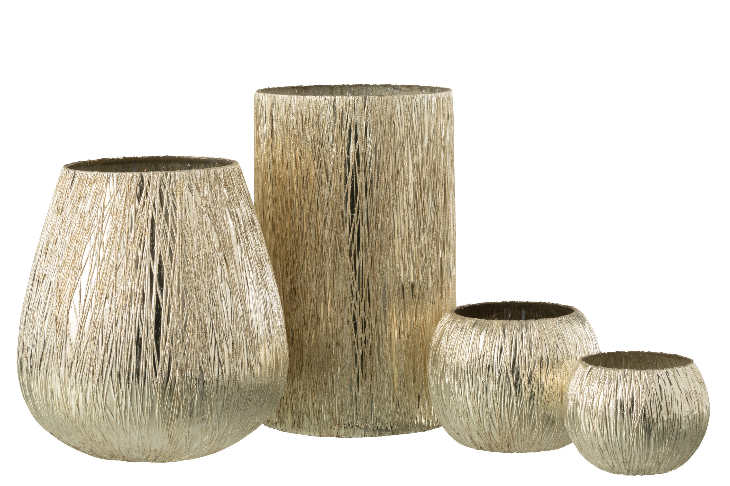 J-Line lantaarn glas zilver groot