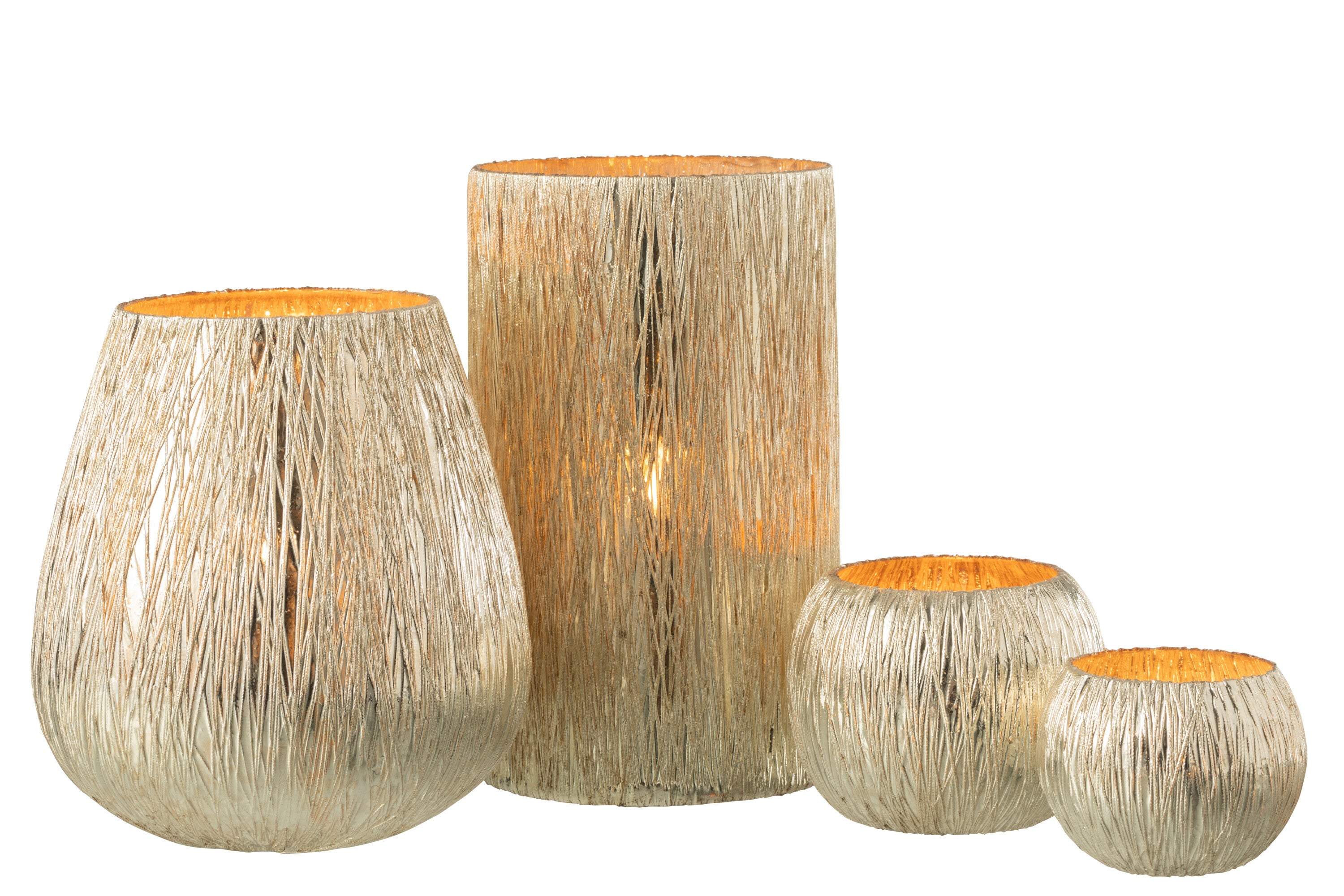 J-Line lantaarn glas zilver groot